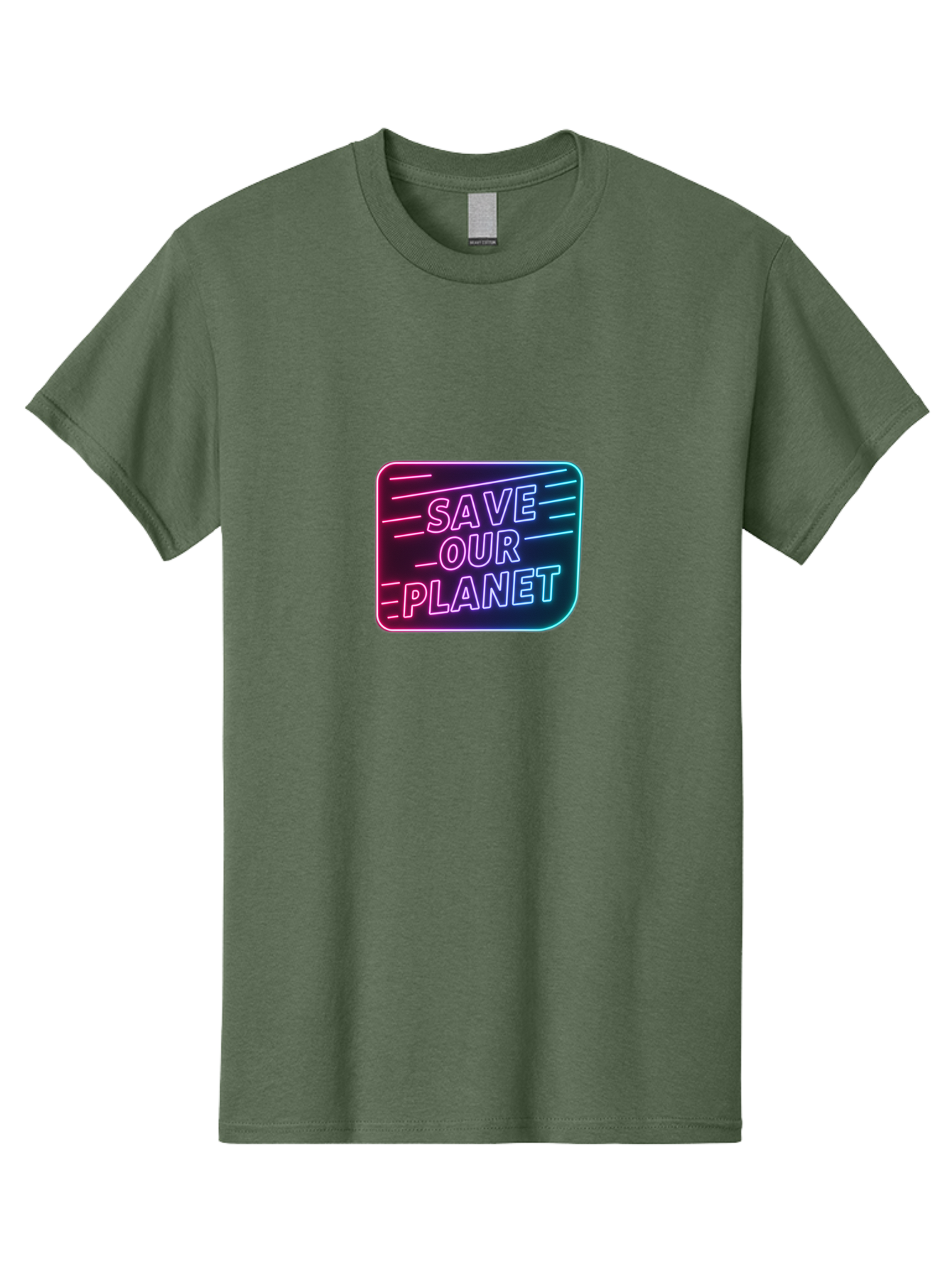 Save-Our-Planet-3 Men'S Graphic Tee, 100% Cotton, Comfortable Casual Summer Wear, Machine Washable, Neon Sign, Save Our Planet, Environmental Awareness, Eco-Friendly Message, Sustainability, Conservation, Activism, Social Impact, Neon Lights Bab379