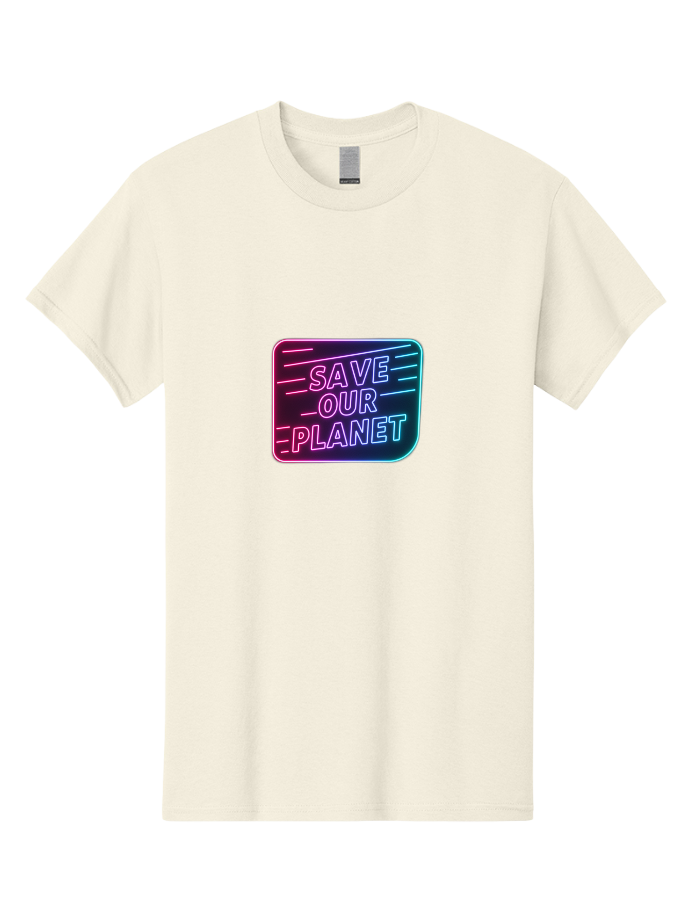 Save-Our-Planet-3 Men'S Graphic Tee, 100% Cotton, Comfortable Casual Summer Wear, Machine Washable, Neon Sign, Save Our Planet, Environmental Awareness, Eco-Friendly Message, Sustainability, Conservation, Activism, Social Impact, Neon Lights Bab379