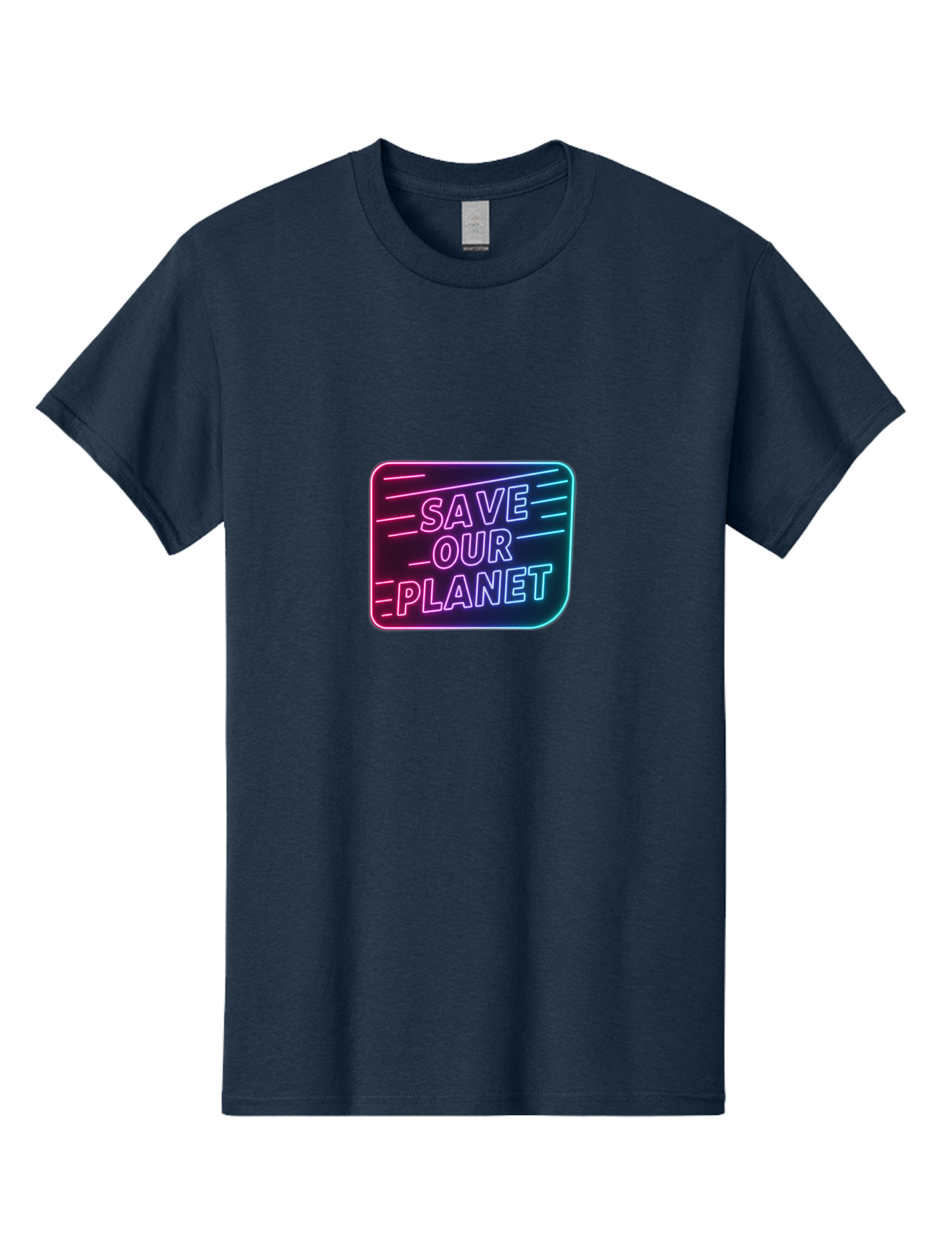 Save-Our-Planet-3 Men'S Graphic Tee, 100% Cotton, Comfortable Casual Summer Wear, Machine Washable, Neon Sign, Save Our Planet, Environmental Awareness, Eco-Friendly Message, Sustainability, Conservation, Activism, Social Impact, Neon Lights Bab379
