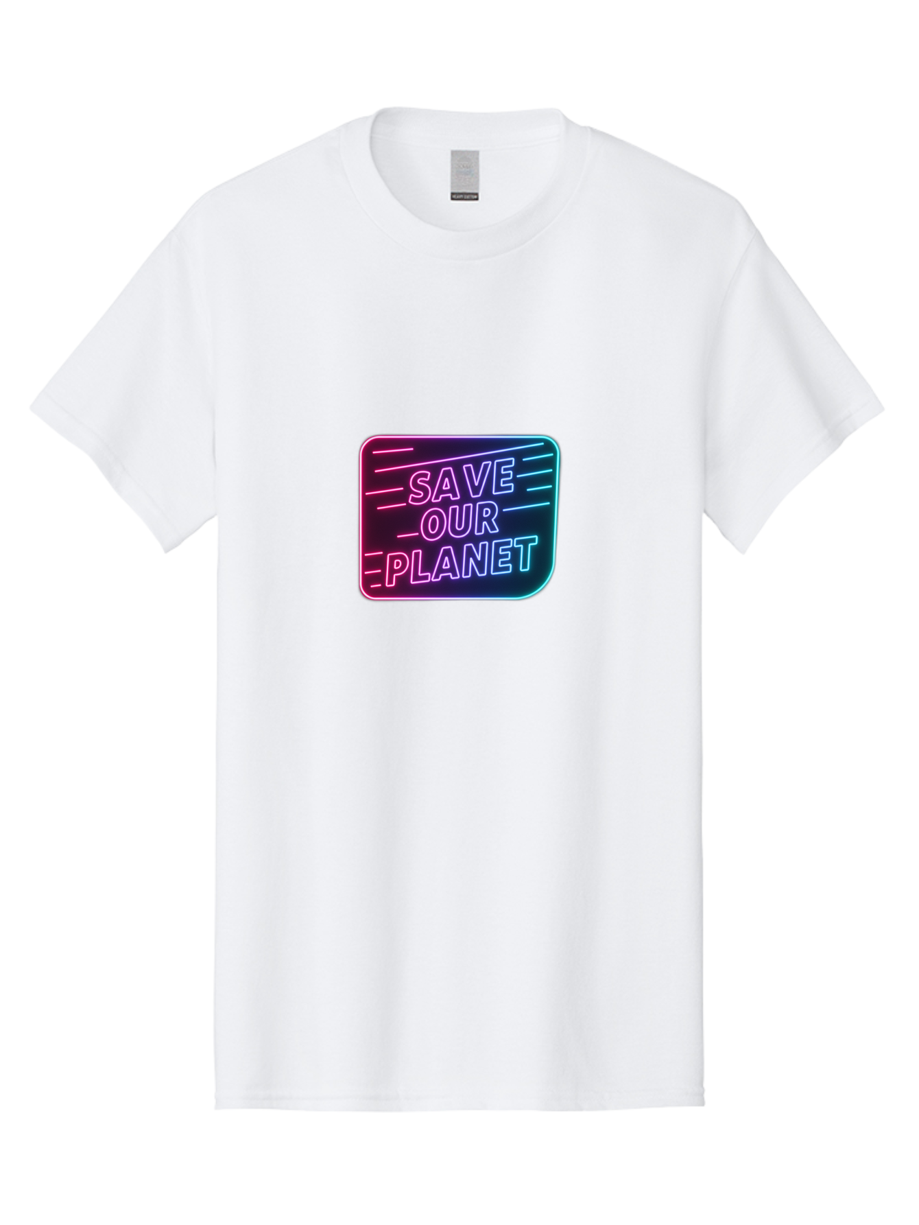 Save-Our-Planet-3 Men'S Graphic Tee, 100% Cotton, Comfortable Casual Summer Wear, Machine Washable, Neon Sign, Save Our Planet, Environmental Awareness, Eco-Friendly Message, Sustainability, Conservation, Activism, Social Impact, Neon Lights Bab379