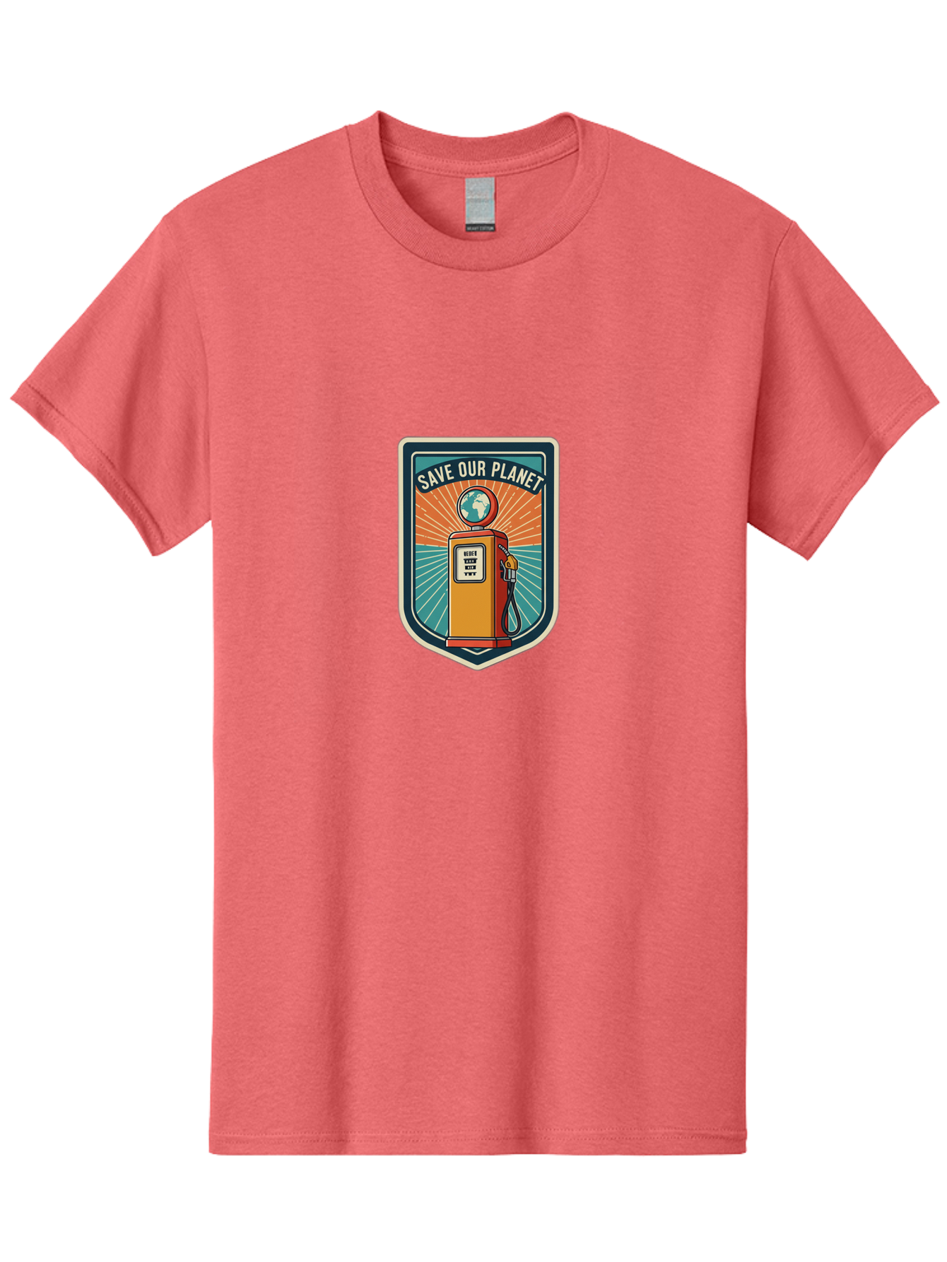 Save-Our-Planet-4 Men'S Graphic Tee, 100% Cotton, Comfortable Casual Summer Wear, Machine Washable, Gas Pump, Eco-Friendly Message, Save Our Planet, Environmental Awareness, Sustainable Living, Green Initiative, Retro-Futuristic Design, Bab380