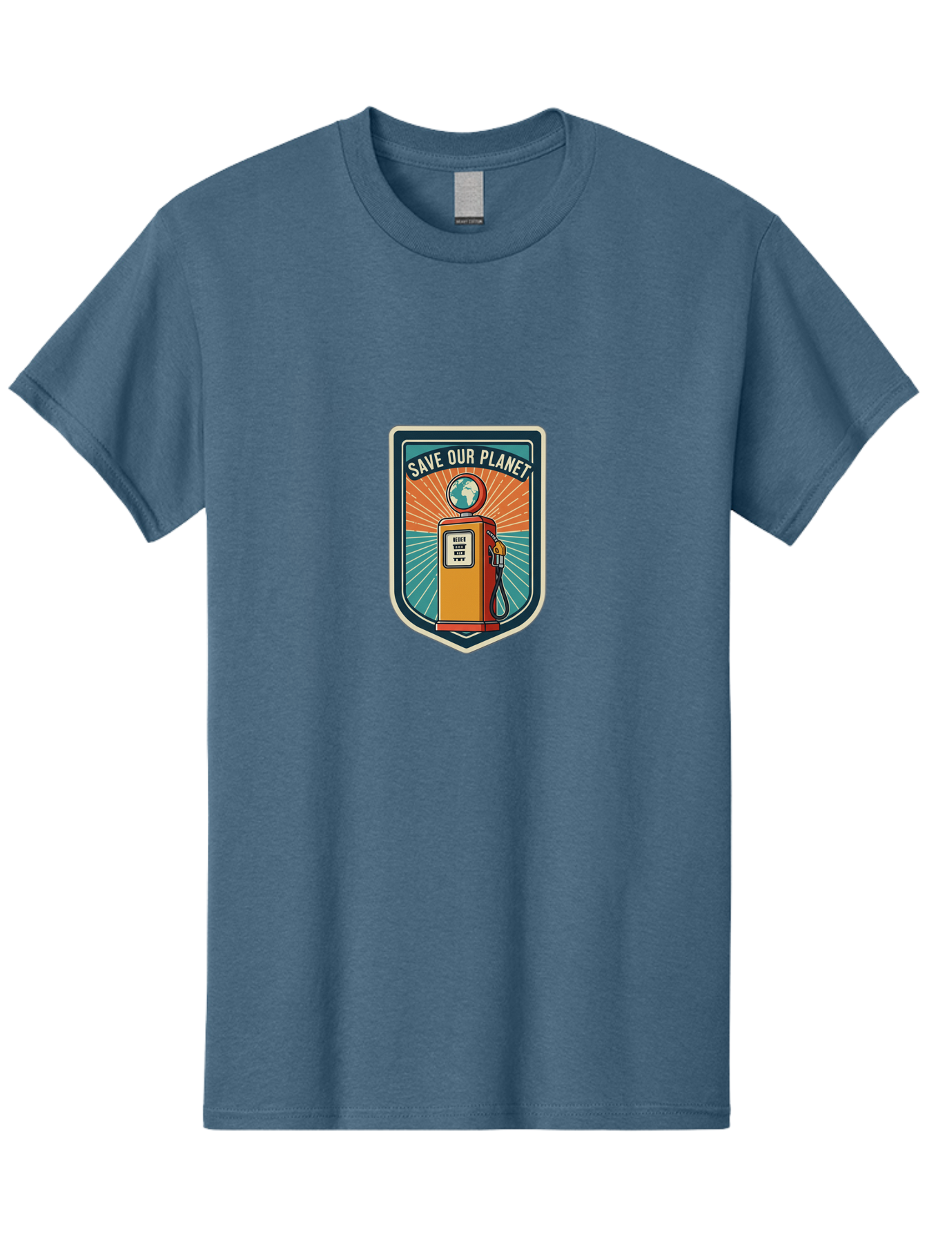 Save-Our-Planet-4 Men'S Graphic Tee, 100% Cotton, Comfortable Casual Summer Wear, Machine Washable, Gas Pump, Eco-Friendly Message, Save Our Planet, Environmental Awareness, Sustainable Living, Green Initiative, Retro-Futuristic Design, Bab380