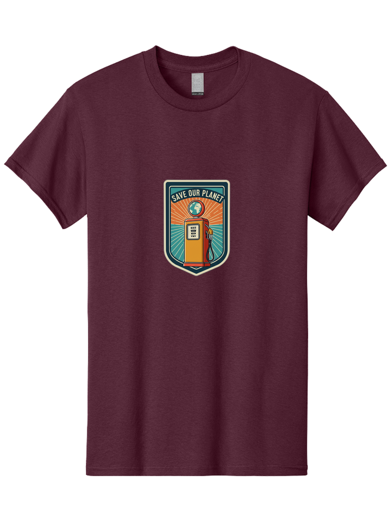 Save-Our-Planet-4 Men'S Graphic Tee, 100% Cotton, Comfortable Casual Summer Wear, Machine Washable, Gas Pump, Eco-Friendly Message, Save Our Planet, Environmental Awareness, Sustainable Living, Green Initiative, Retro-Futuristic Design, Bab380