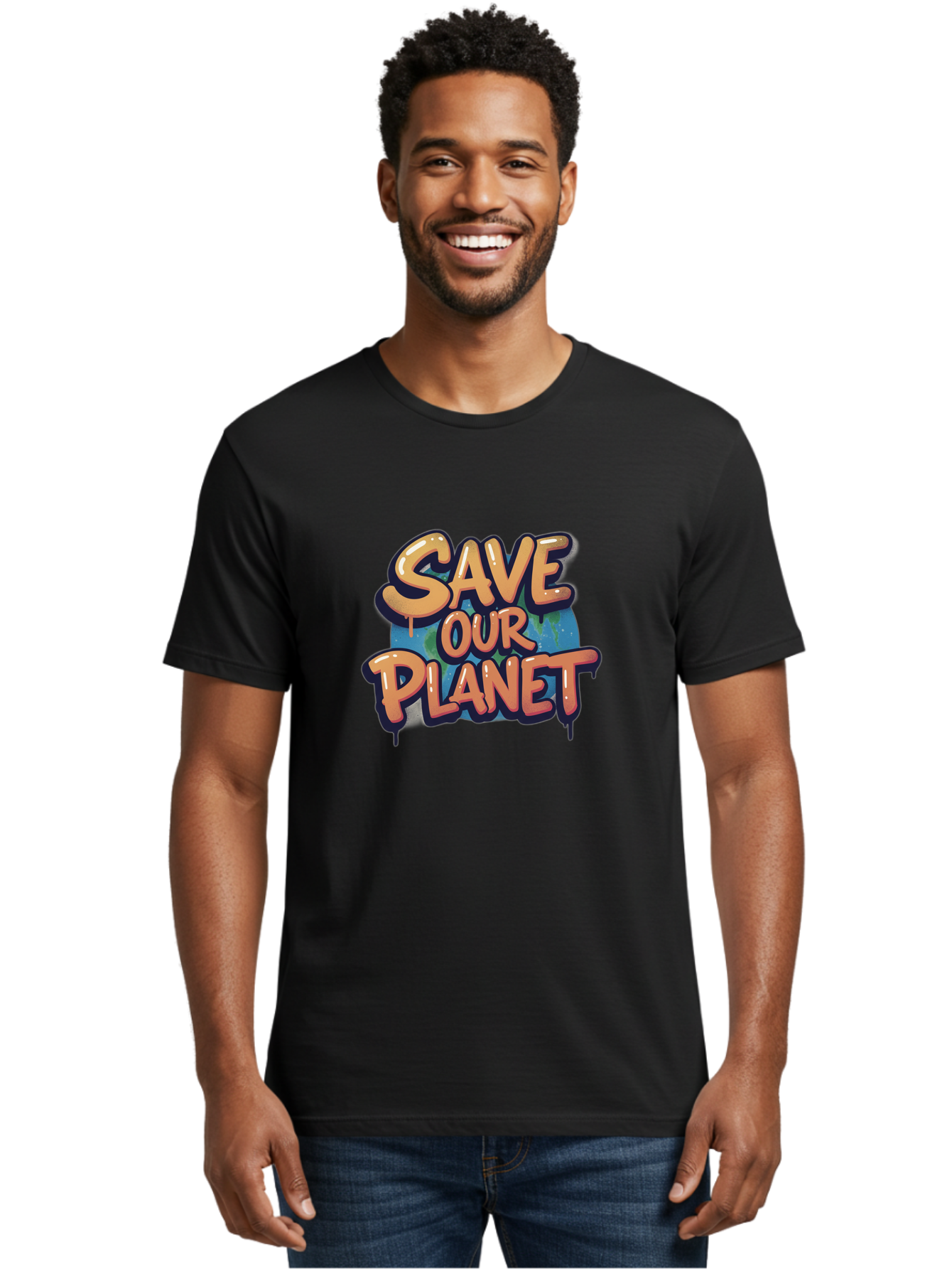 Save-Our-Planet-7 Men'S Graphic Tee, 100% Cotton, Comfortable Casual Summer Wear, Machine Washable, Save The Planet, Eco Friendly, Environmental Awareness, Sustainability, Climate Change, Earth Protection, Green Movement, Conservation Efforts, Bab383