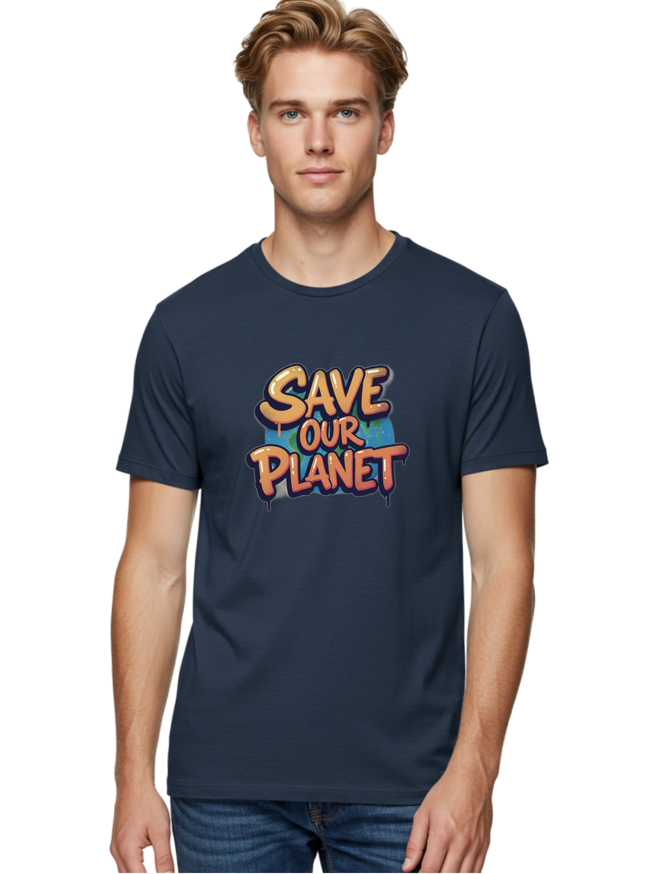 Save-Our-Planet-7 Men'S Graphic Tee, 100% Cotton, Comfortable Casual Summer Wear, Machine Washable, Save The Planet, Eco Friendly, Environmental Awareness, Sustainability, Climate Change, Earth Protection, Green Movement, Conservation Efforts, Bab383
