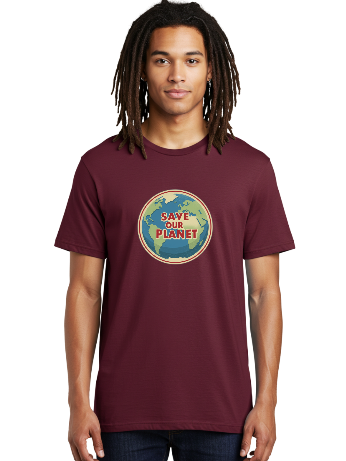 Save-Our-Planet-8 Men'S Graphic Tee, 100% Cotton, Comfortable Casual Summer Wear, Machine Washable, Globe With Save Our Planet Text, Environmental Awareness, Eco-Friendly Message, Save The Earth, Conservation, Sustainability, Eco Activism, Bab384