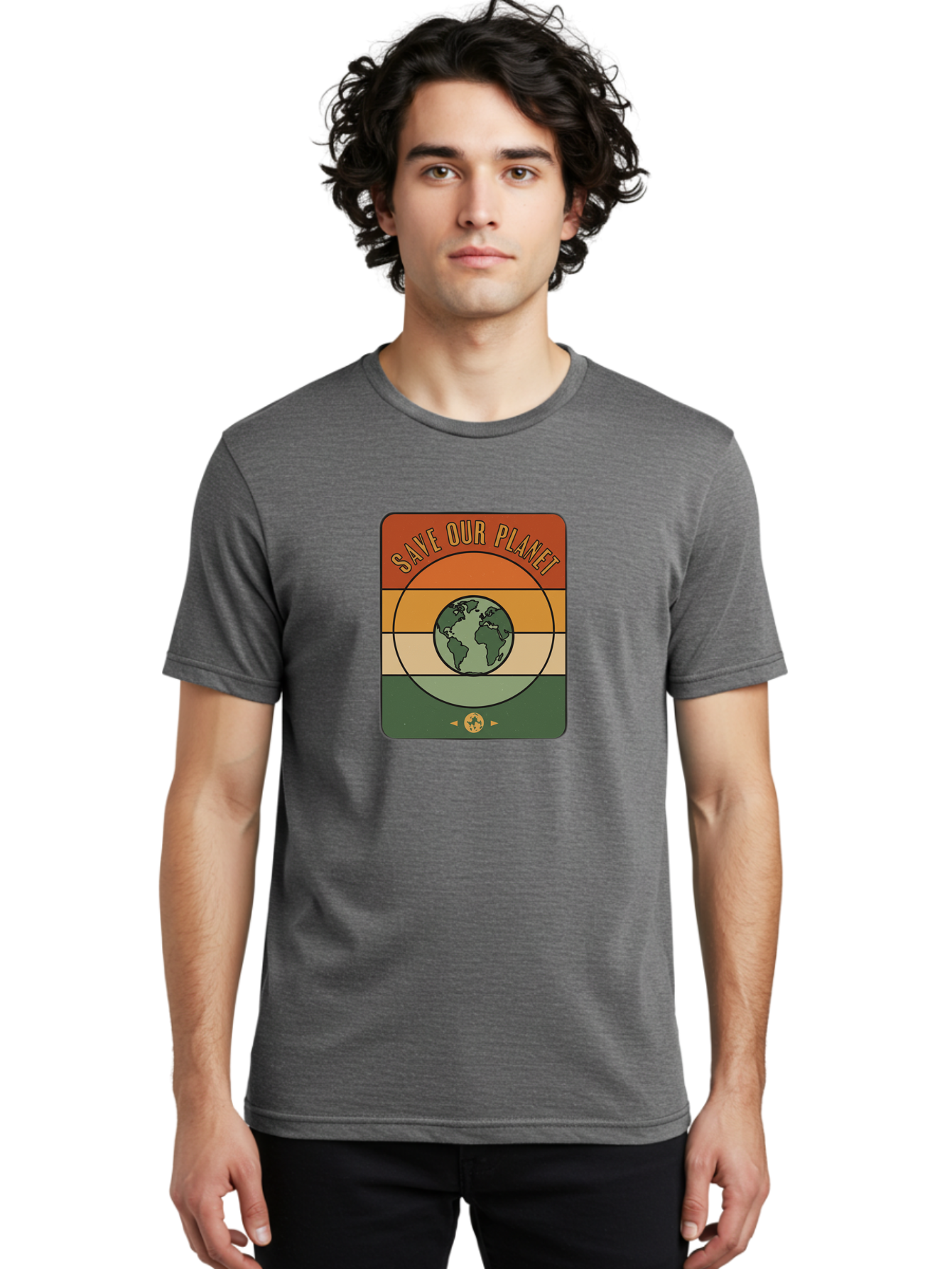Save-Our-Planet Men'S Graphic Tee, 100% Cotton, Comfortable Casual Summer Wear, Machine Washable, Earth Conservation, Environmental Protection, Save Our Planet, Eco Friendly, Global Sustainability, Green Initiative, Retro Style, Bab385