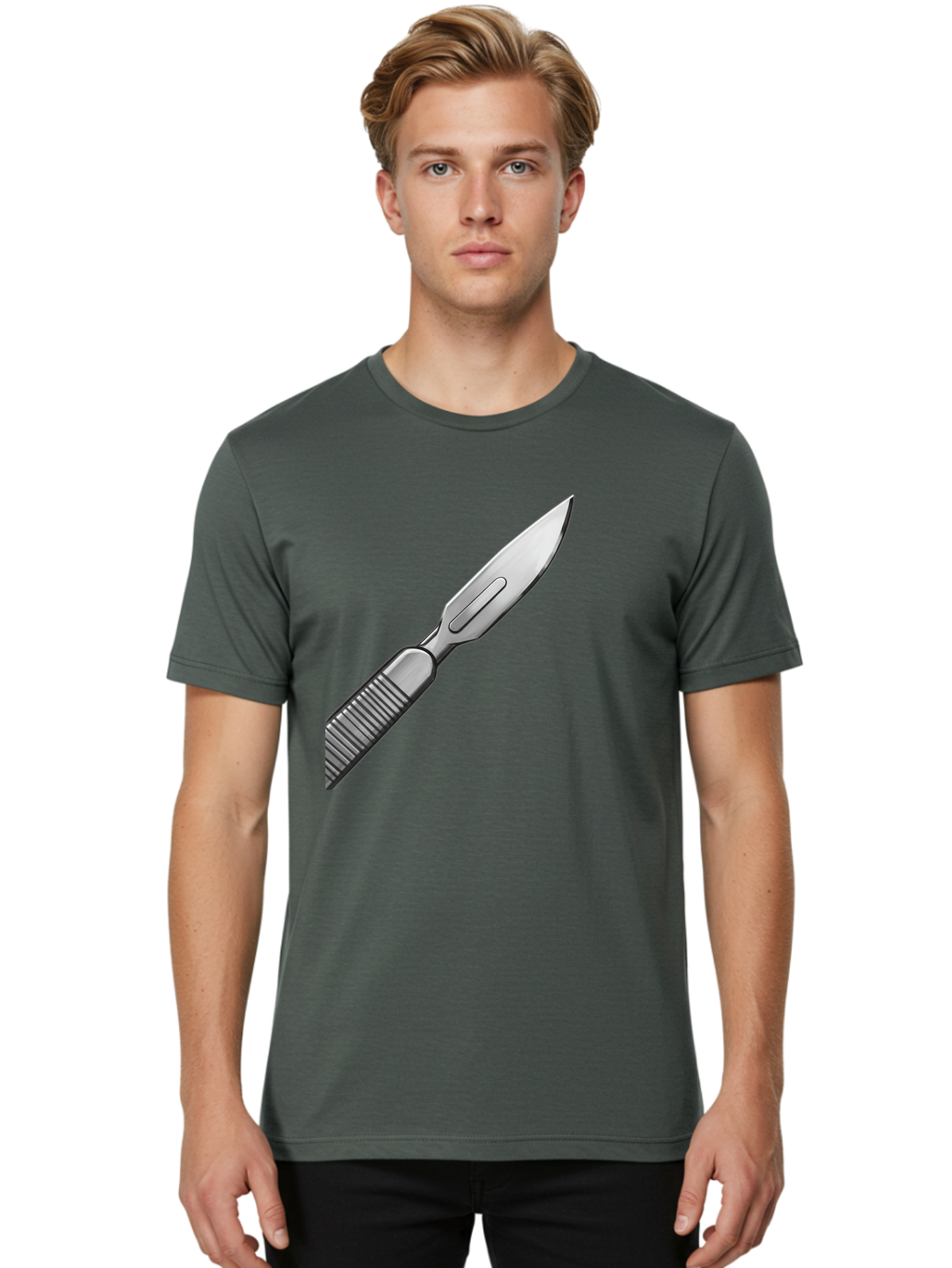 Scalpel Men'S Graphic Tee, 100% Cotton, Comfortable Casual Summer Wear, Machine Washable, Surgical Scalpel, Medical Tool, Sharp Blade, Stainless Steel, Precision Instrument, Surgical Equipment, Medical Illustration Bab386