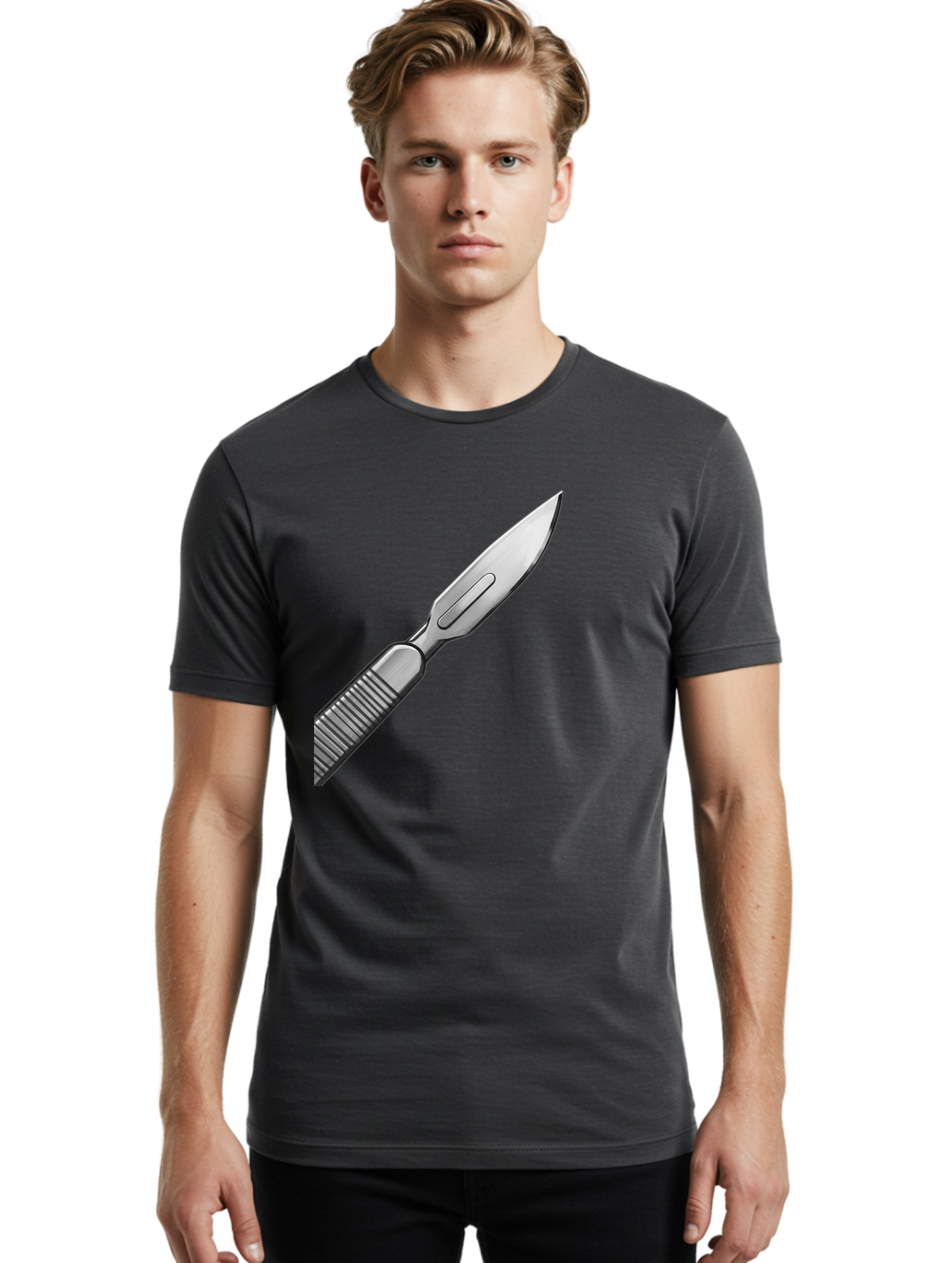 Scalpel Men'S Graphic Tee, 100% Cotton, Comfortable Casual Summer Wear, Machine Washable, Surgical Scalpel, Medical Tool, Sharp Blade, Stainless Steel, Precision Instrument, Surgical Equipment, Medical Illustration Bab386