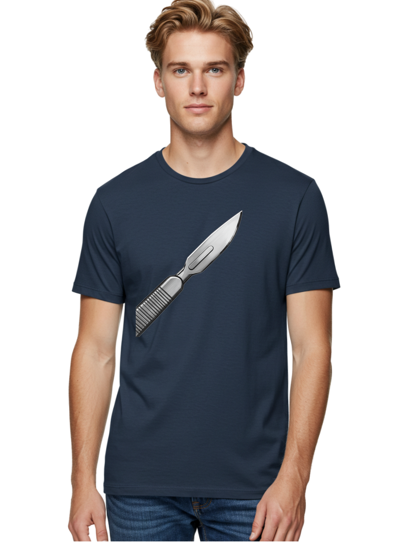Scalpel Men'S Graphic Tee, 100% Cotton, Comfortable Casual Summer Wear, Machine Washable, Surgical Scalpel, Medical Tool, Sharp Blade, Stainless Steel, Precision Instrument, Surgical Equipment, Medical Illustration Bab386