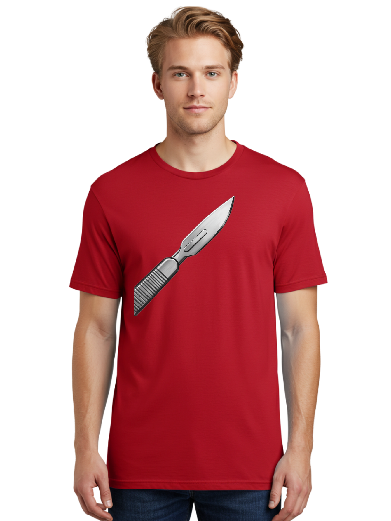 Scalpel Men'S Graphic Tee, 100% Cotton, Comfortable Casual Summer Wear, Machine Washable, Surgical Scalpel, Medical Tool, Sharp Blade, Stainless Steel, Precision Instrument, Surgical Equipment, Medical Illustration Bab386