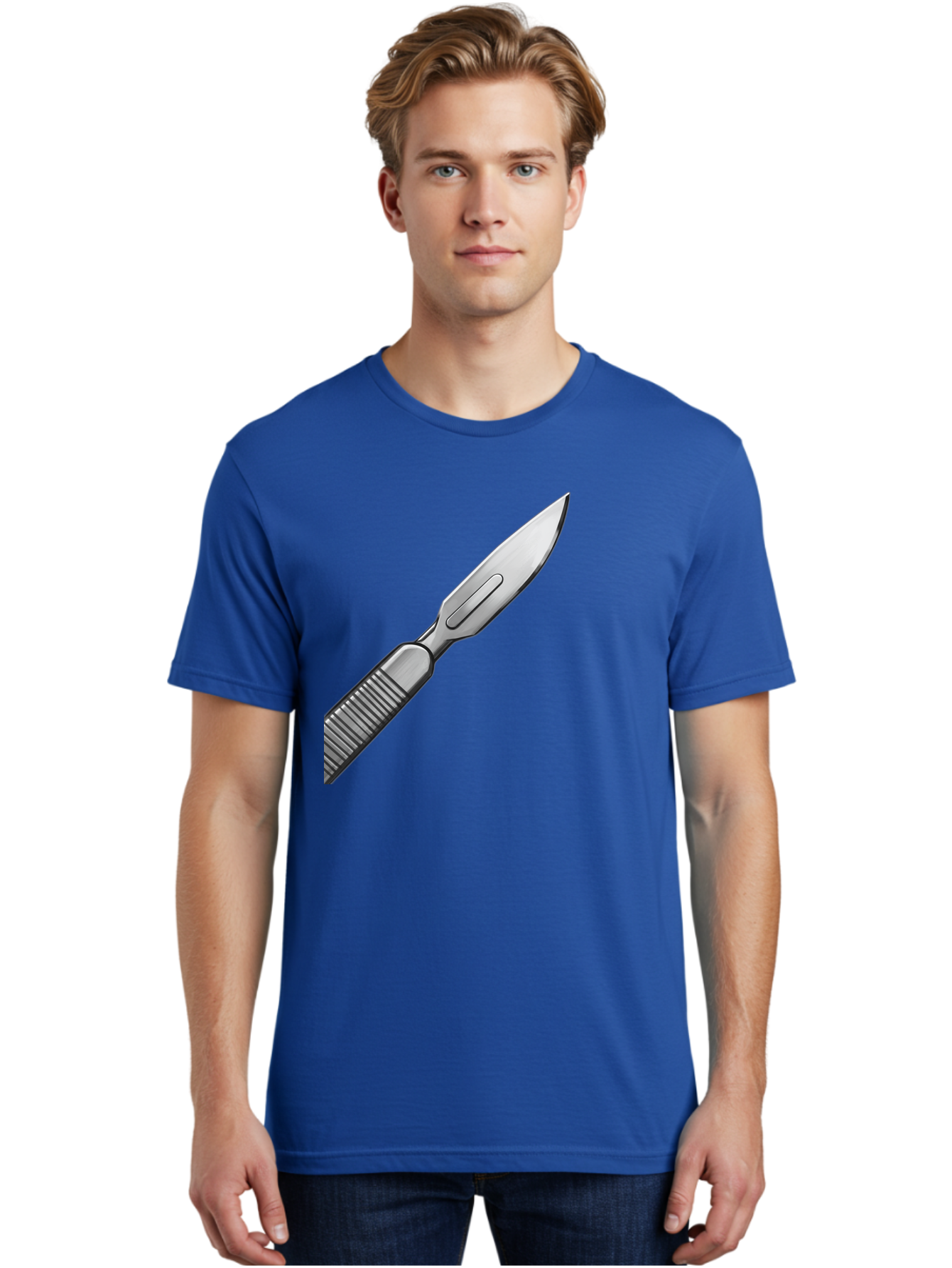 Scalpel Men'S Graphic Tee, 100% Cotton, Comfortable Casual Summer Wear, Machine Washable, Surgical Scalpel, Medical Tool, Sharp Blade, Stainless Steel, Precision Instrument, Surgical Equipment, Medical Illustration Bab386