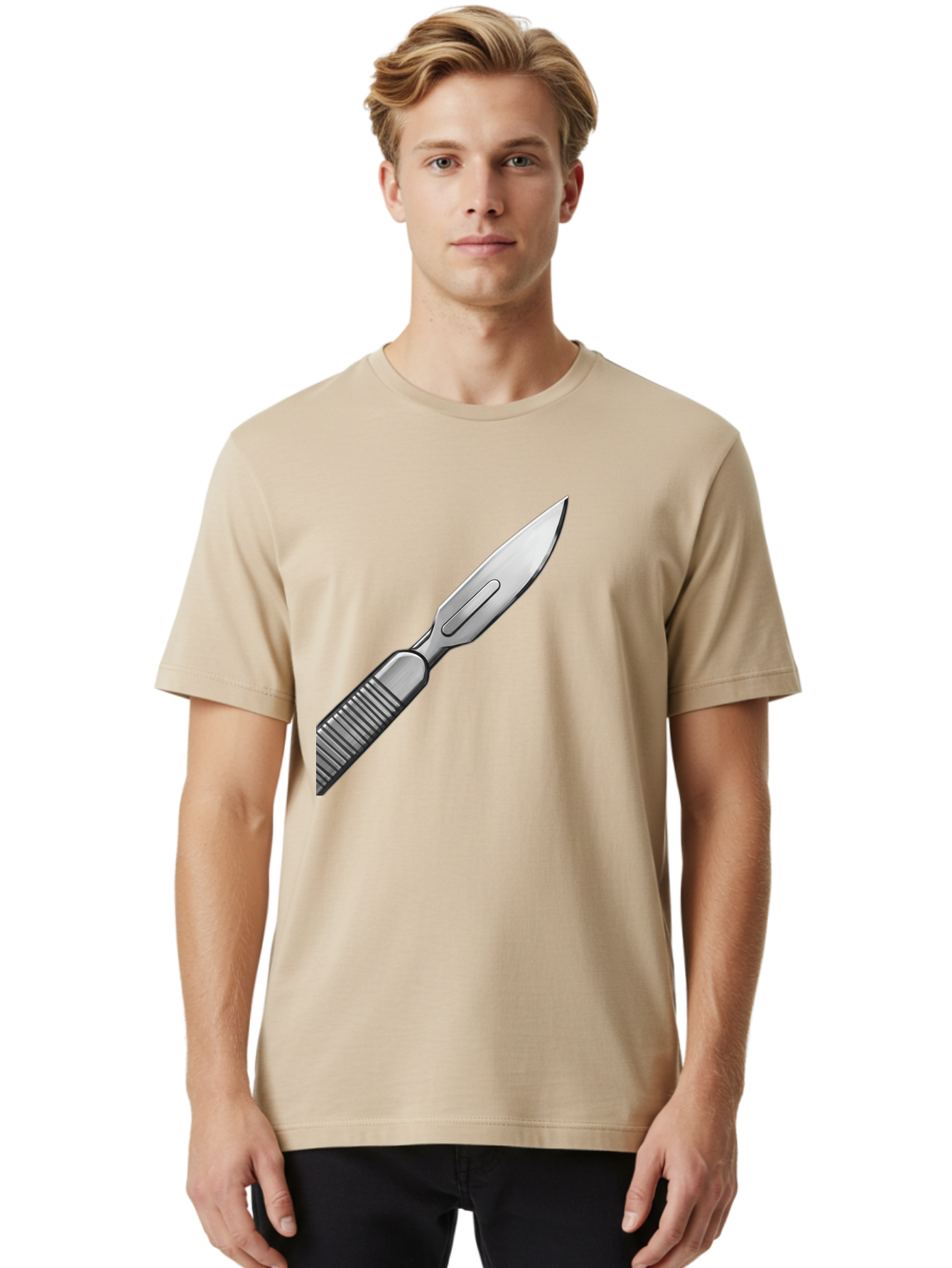 Scalpel Men'S Graphic Tee, 100% Cotton, Comfortable Casual Summer Wear, Machine Washable, Surgical Scalpel, Medical Tool, Sharp Blade, Stainless Steel, Precision Instrument, Surgical Equipment, Medical Illustration Bab386