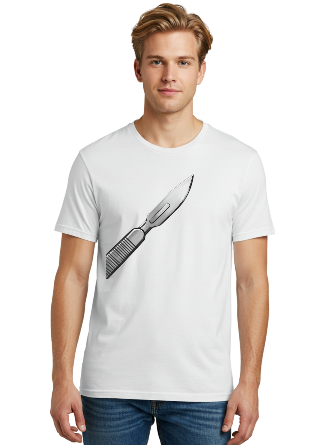 Scalpel Men'S Graphic Tee, 100% Cotton, Comfortable Casual Summer Wear, Machine Washable, Surgical Scalpel, Medical Tool, Sharp Blade, Stainless Steel, Precision Instrument, Surgical Equipment, Medical Illustration Bab386