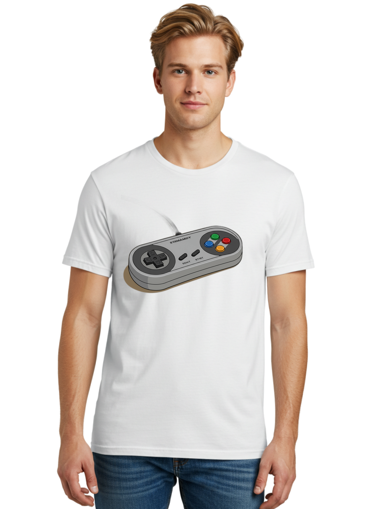 Sega-Stormd6Y-Gamepad Men'S Graphic Tee, 100% Cotton, Comfortable Casual Summer Wear, Machine Washable, Classic Gamepad, Sega Game Controller, Retro Gaming, Gamepad Design, 90S Gaming Nostalgia, Vintage Gaming, Gaming Peripherals, Bab389