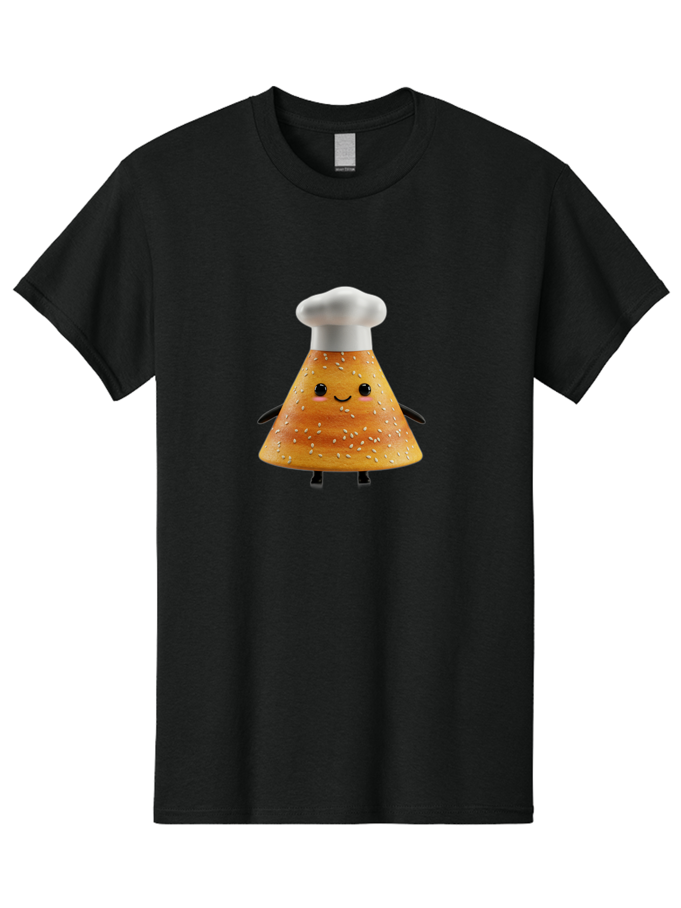 Sesame-Seed-Dosa-Chef Men'S Graphic Tee, 100% Cotton, Comfortable Casual Summer Wear, Machine Washable, Cartoon Bun With Chef Hat, Kawaii Food Character, Sesame Seed Bun, Culinary Theme, Whimsical Illustration, Baking Concept, Cute Mascot, Bab391