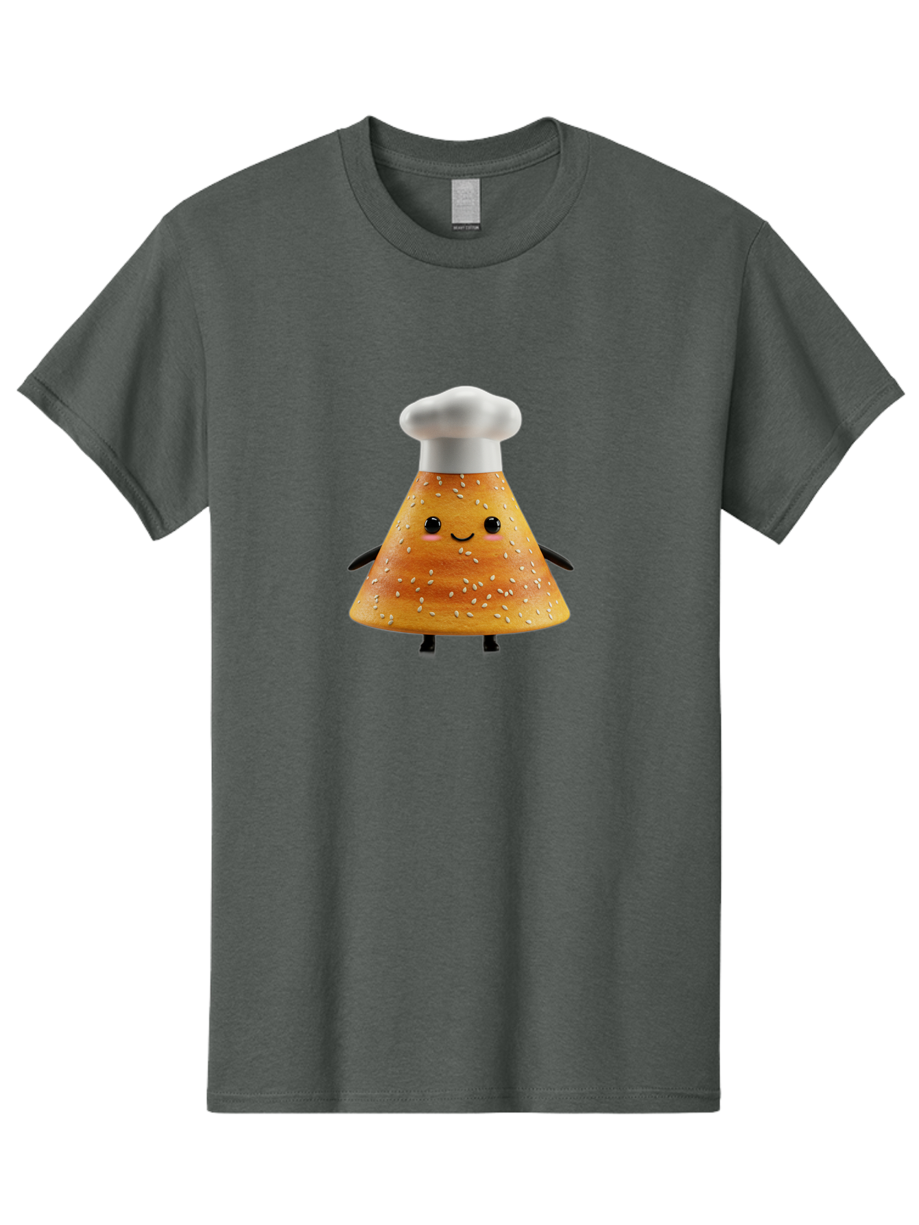 Sesame-Seed-Dosa-Chef Men'S Graphic Tee, 100% Cotton, Comfortable Casual Summer Wear, Machine Washable, Cartoon Bun With Chef Hat, Kawaii Food Character, Sesame Seed Bun, Culinary Theme, Whimsical Illustration, Baking Concept, Cute Mascot, Bab391