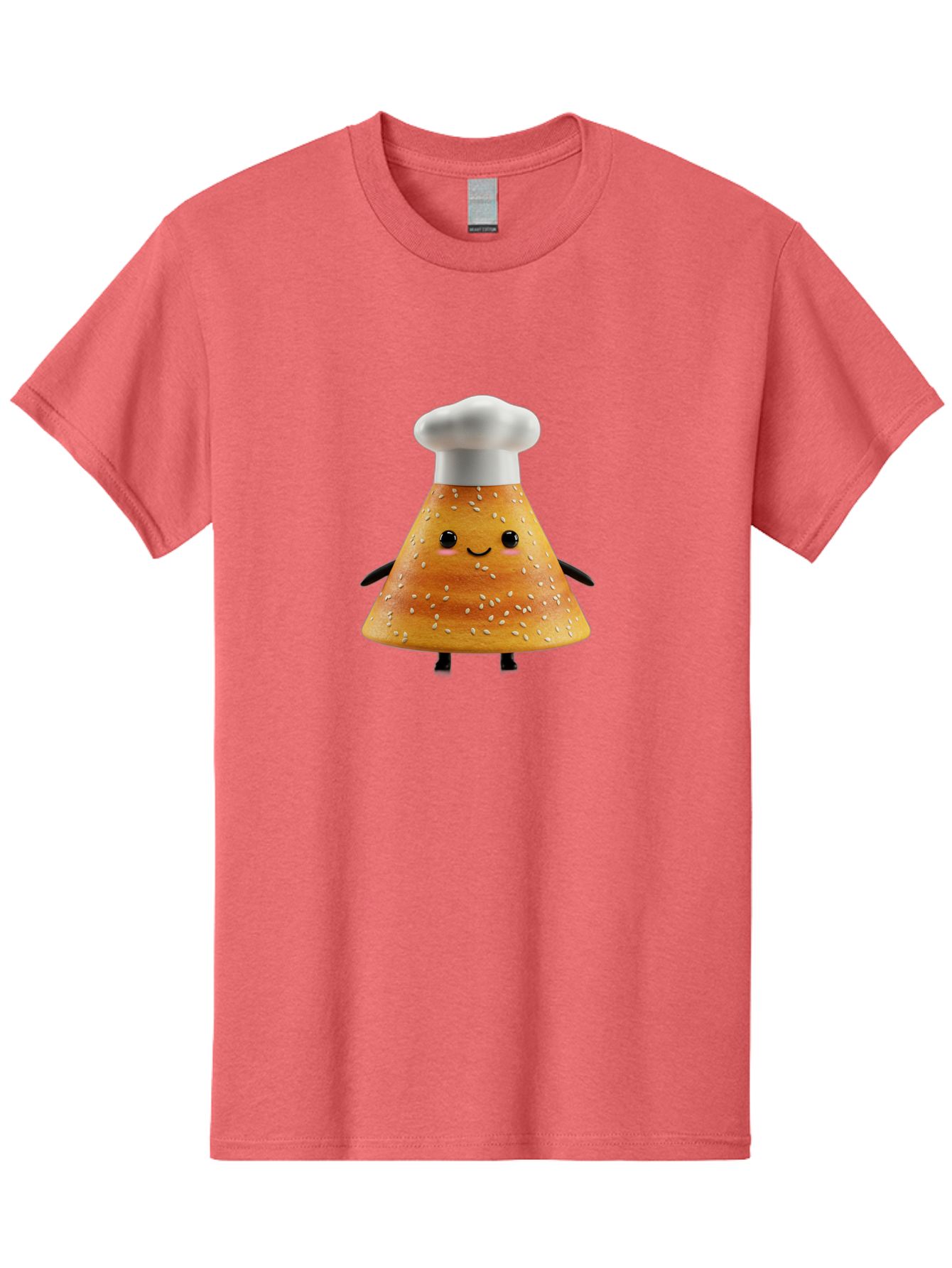 Sesame-Seed-Dosa-Chef Men'S Graphic Tee, 100% Cotton, Comfortable Casual Summer Wear, Machine Washable, Cartoon Bun With Chef Hat, Kawaii Food Character, Sesame Seed Bun, Culinary Theme, Whimsical Illustration, Baking Concept, Cute Mascot, Bab391