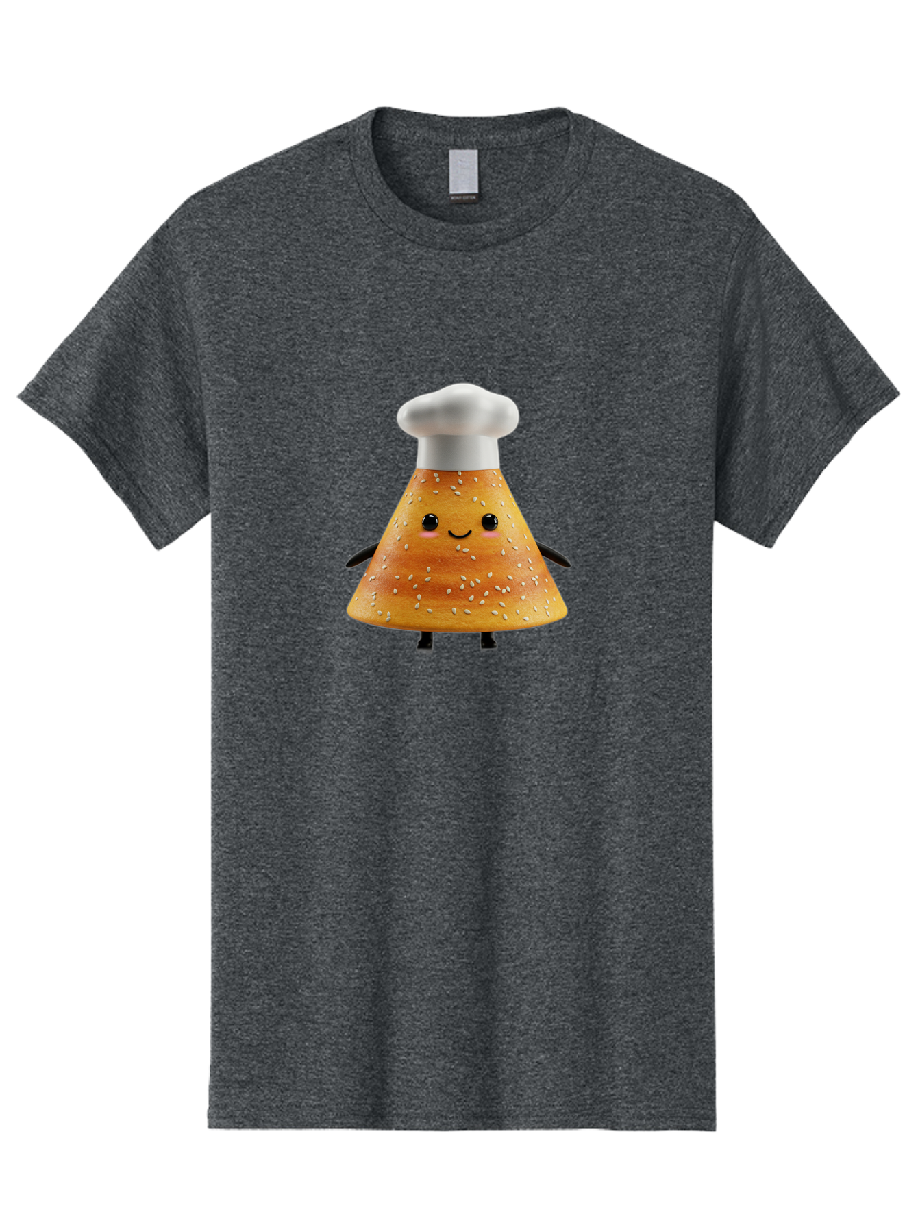 Sesame-Seed-Dosa-Chef Men'S Graphic Tee, 100% Cotton, Comfortable Casual Summer Wear, Machine Washable, Cartoon Bun With Chef Hat, Kawaii Food Character, Sesame Seed Bun, Culinary Theme, Whimsical Illustration, Baking Concept, Cute Mascot, Bab391