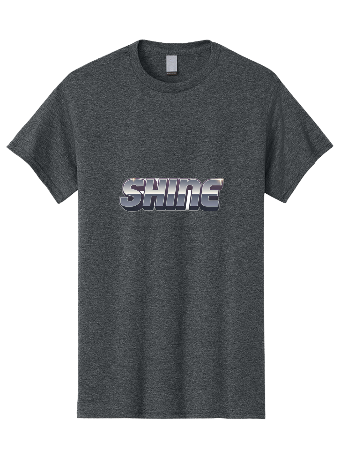 Shine Men'S Graphic Tee, 100% Cotton, Comfortable Casual Summer Wear, Machine Washable, Shine, Motivational Quote, Inspirational Words, Positivity, Empowerment, Silver Text, 3D Effect, Bold Font, Modern Design Bab392