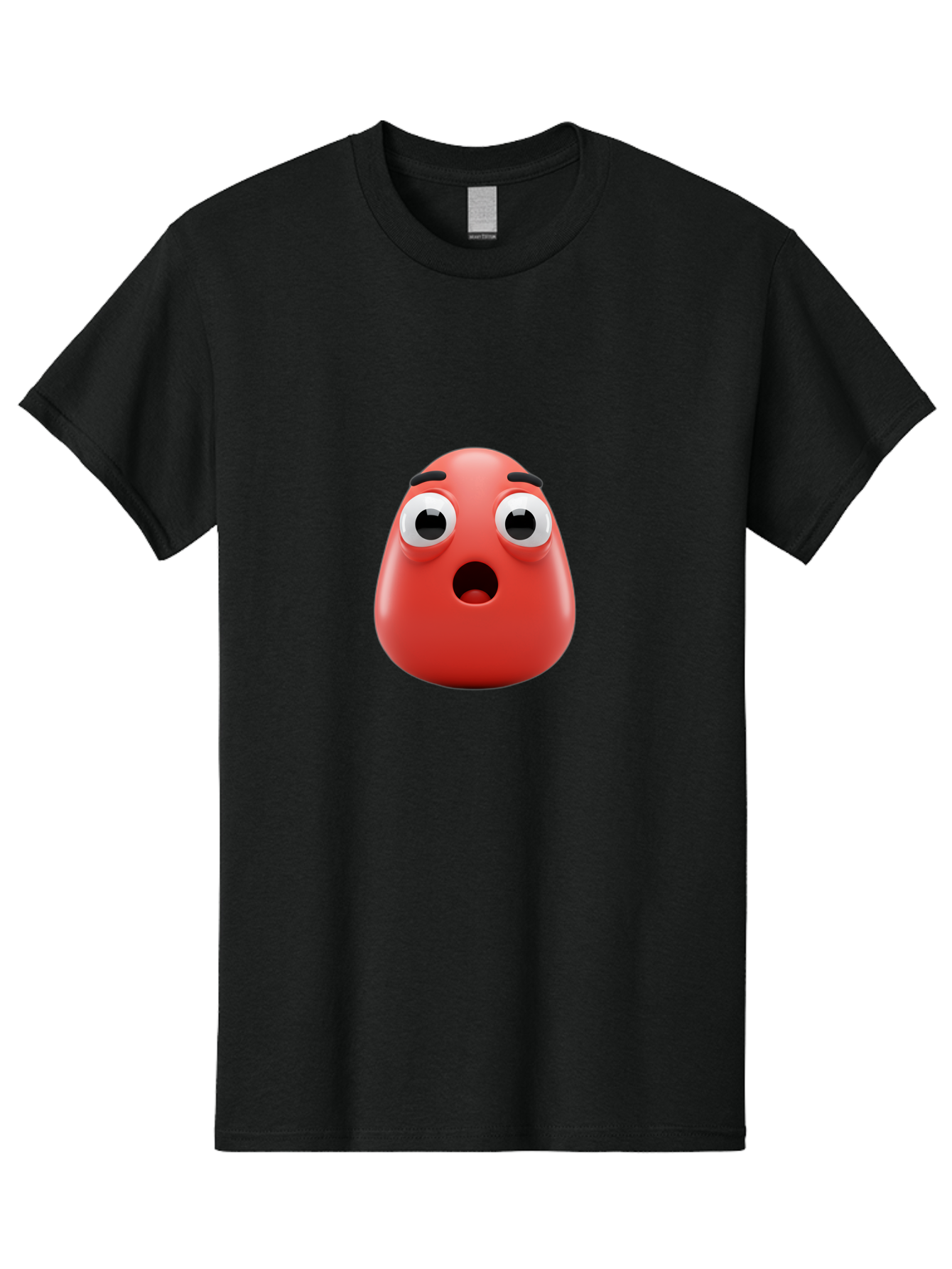 Shocked-Emoji Men'S Graphic Tee, 100% Cotton, Comfortable Casual Summer Wear, Machine Washable, Shocked Face, Surprised Expression, Cartoon Emoji, Red Color, Eyebrow Raised, Mouth Agape, Astonished Look, Funny Face, Emoticon, 3D Rendering, Bab393