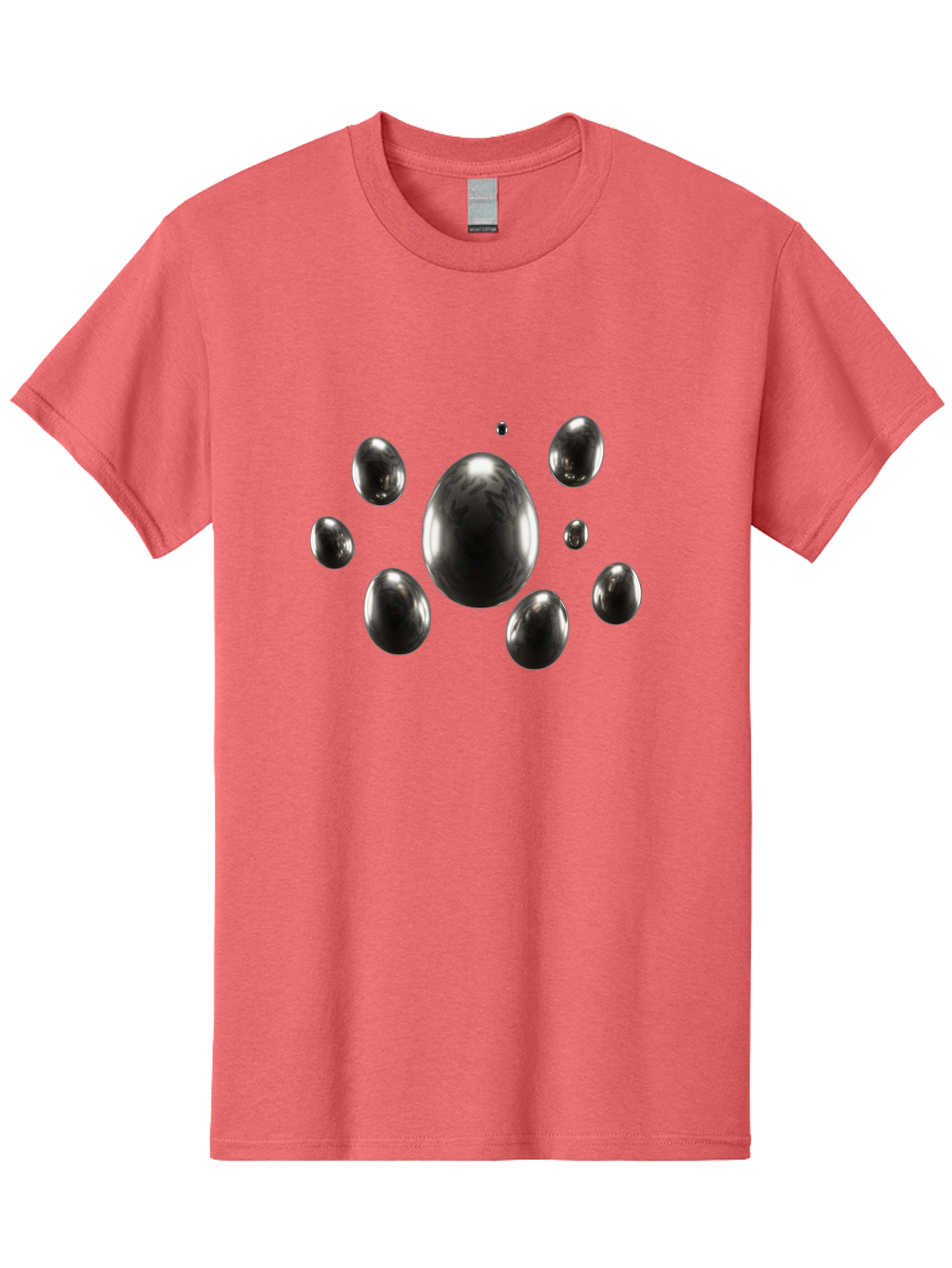 Silver-Egg Men'S Graphic Tee, 100% Cotton, Comfortable Casual Summer Wear, Machine Washable, Silver Bubbles, Shiny Spheres, Reflective Surfaces, Metallic Sheen, Bubble Cluster, Futuristic Design, Modern Elements, Abstract Shapes, 3D Rendering Bab395