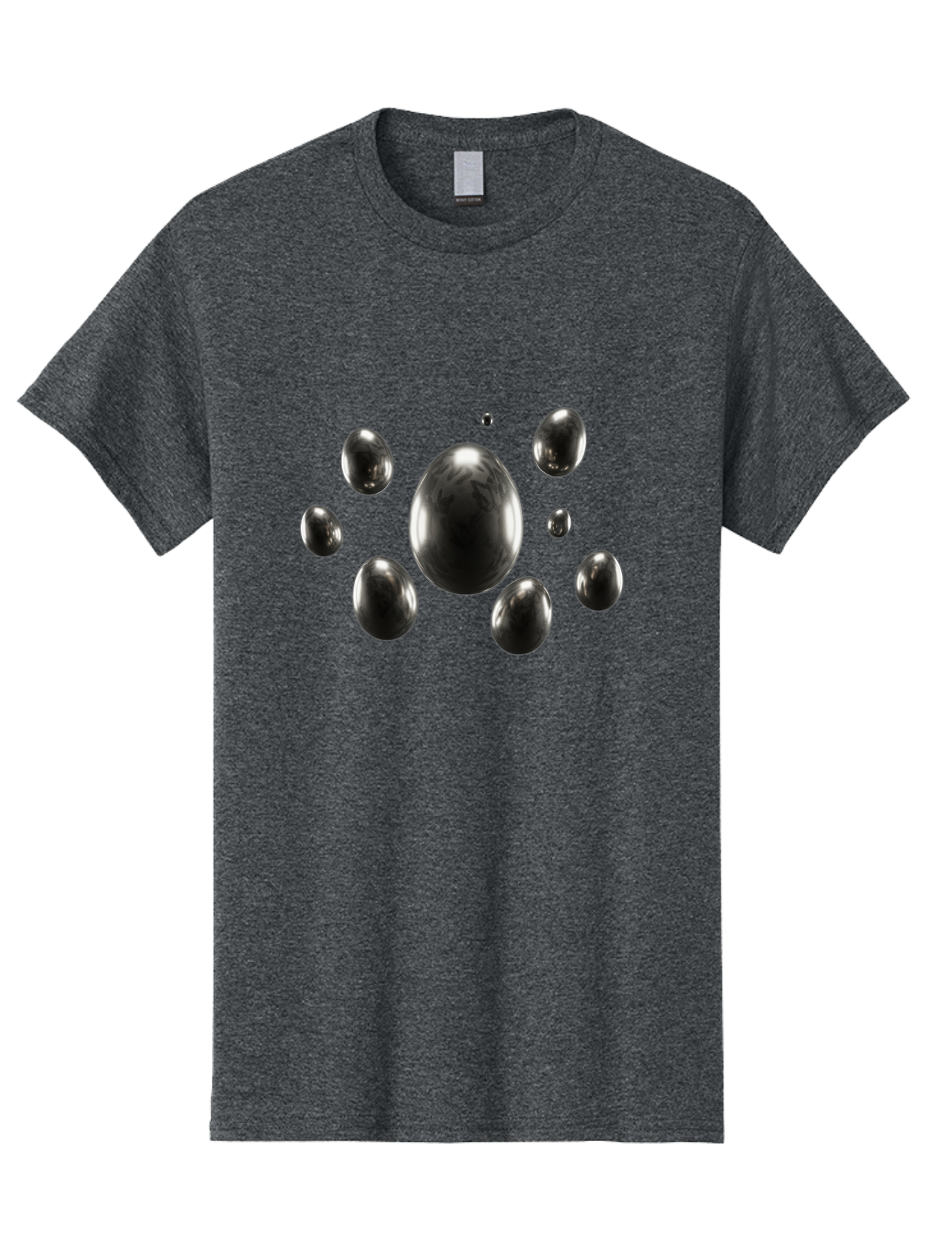 Silver-Egg Men'S Graphic Tee, 100% Cotton, Comfortable Casual Summer Wear, Machine Washable, Silver Bubbles, Shiny Spheres, Reflective Surfaces, Metallic Sheen, Bubble Cluster, Futuristic Design, Modern Elements, Abstract Shapes, 3D Rendering Bab395