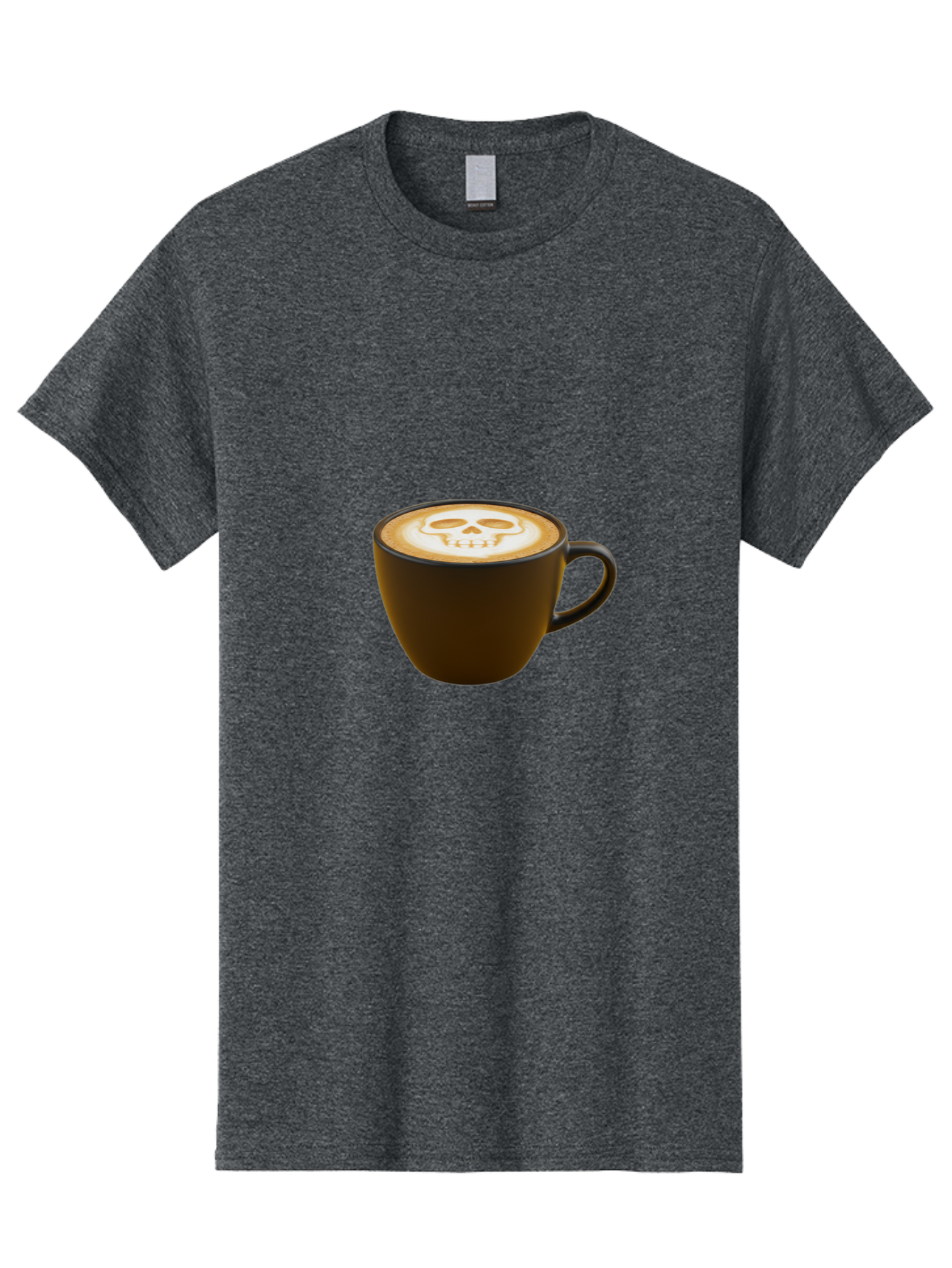 Skull-Coffee Men'S Graphic Tee, 100% Cotton, Comfortable Casual Summer Wear, Machine Washable, Latte Art, Coffee Design, Skull Pattern, Creative Coffee Art, Unique Latte Design, Coffee Culture, Foam Art, Barista Skills Bab397