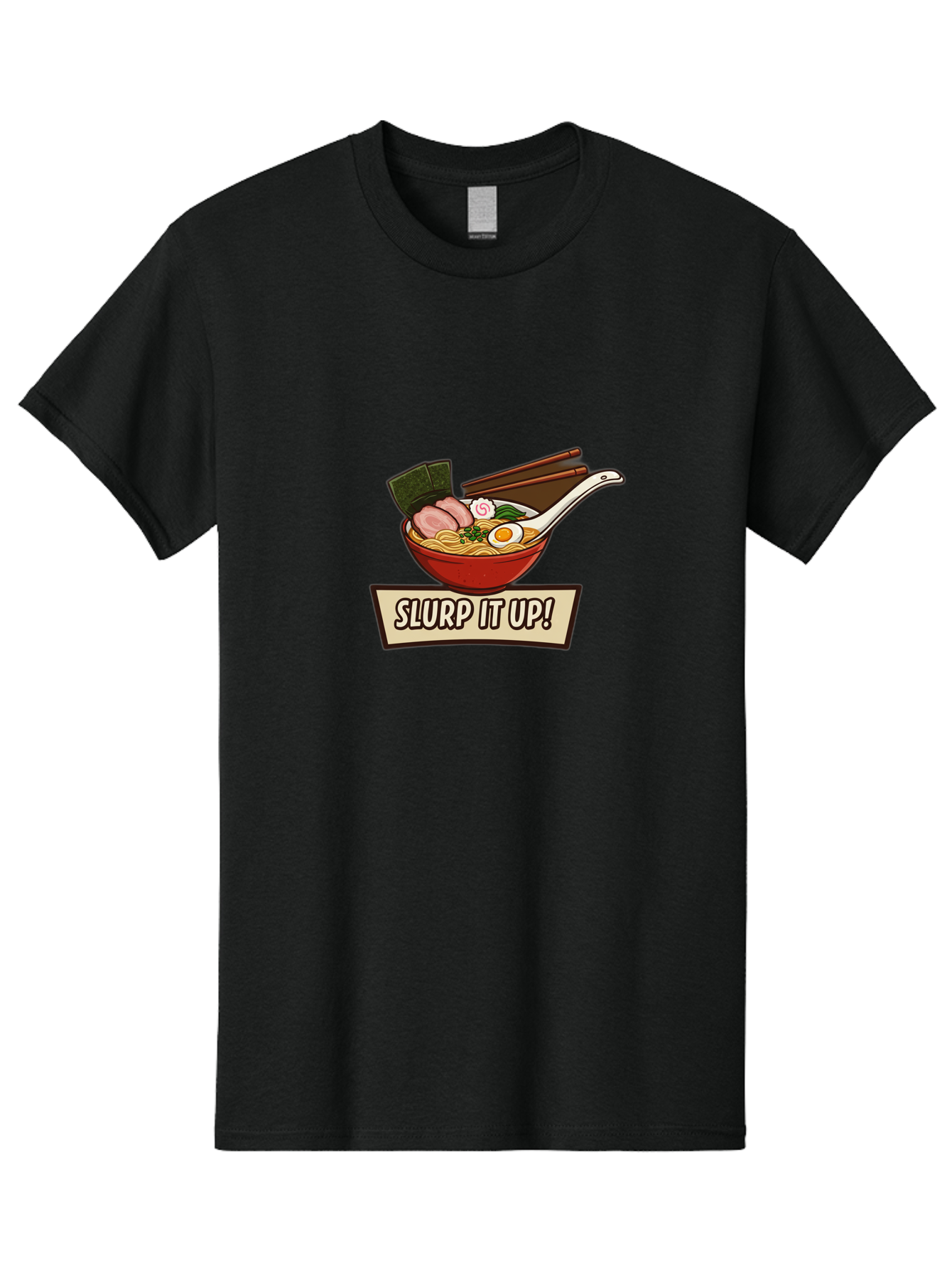 Slurp-It-Up Men'S Graphic Tee, 100% Cotton, Comfortable Casual Summer Wear, Machine Washable, Steaming Hot Ramen, Japanese Noodle Soup, Egg, Pork Slices, Seaweed, Chopsticks, Savory Meal, Comfort Food, Slurp It Up Bab400