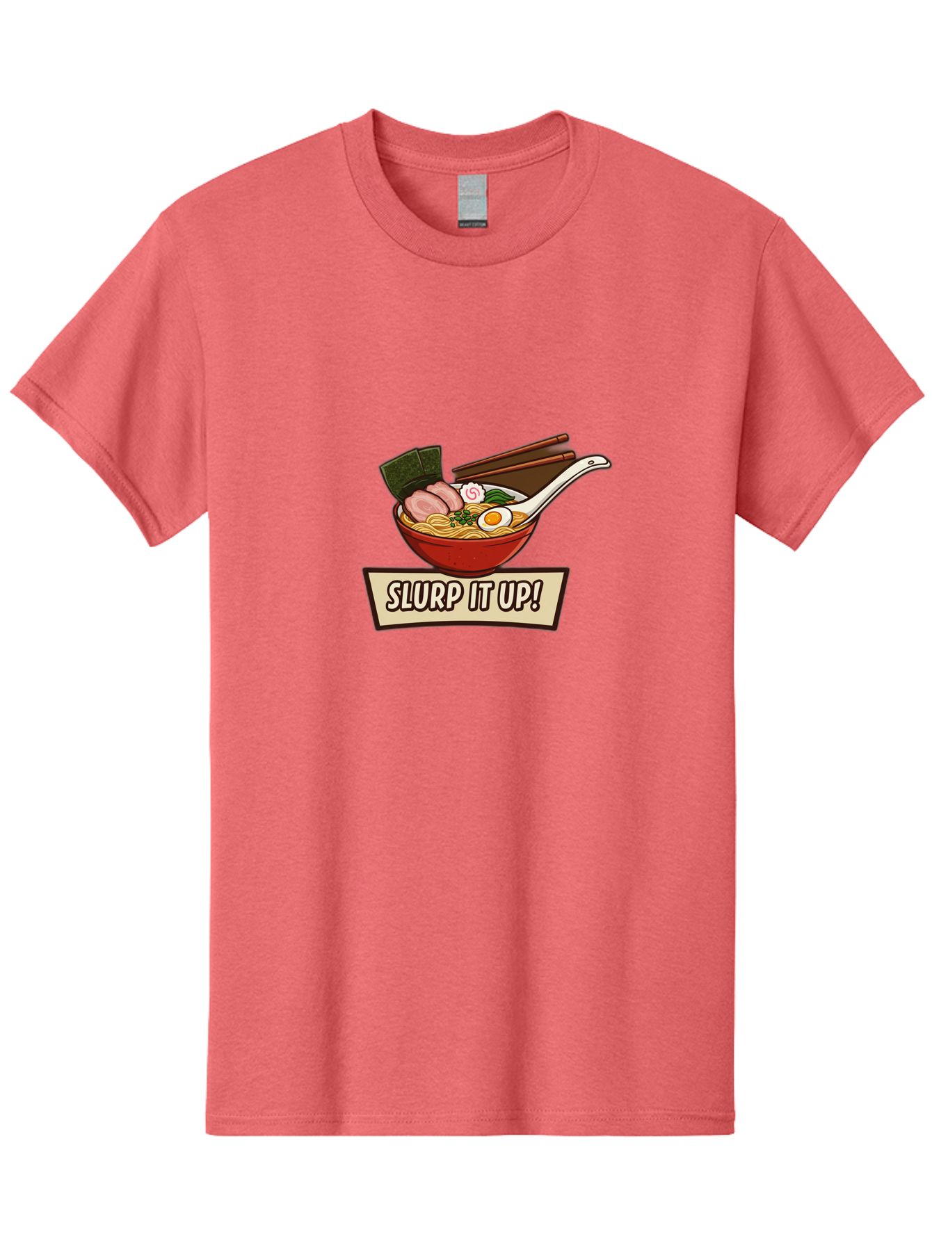 Slurp-It-Up Men'S Graphic Tee, 100% Cotton, Comfortable Casual Summer Wear, Machine Washable, Steaming Hot Ramen, Japanese Noodle Soup, Egg, Pork Slices, Seaweed, Chopsticks, Savory Meal, Comfort Food, Slurp It Up Bab400