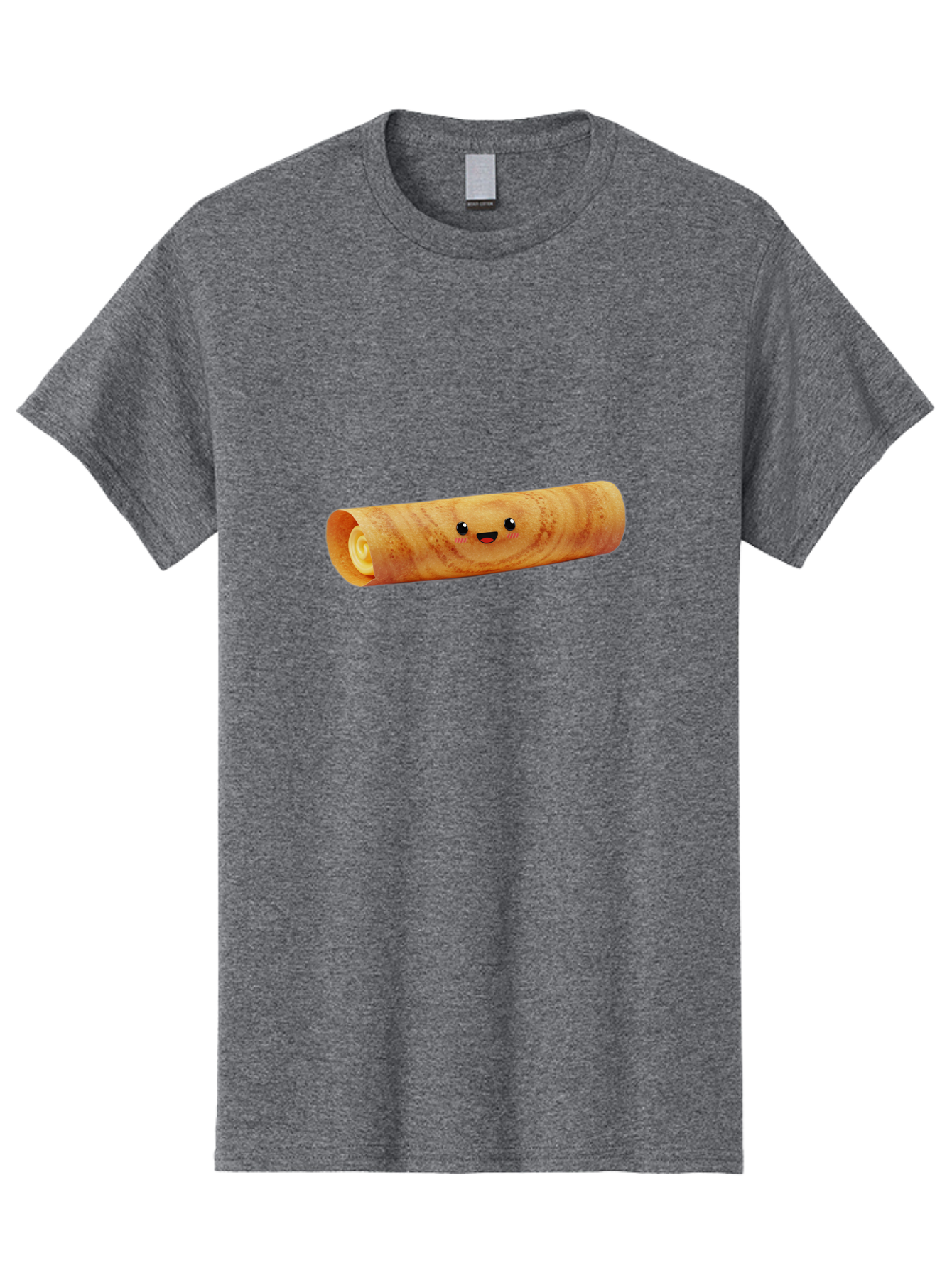 Smiling-Crepe-1 Men'S Graphic Tee, 100% Cotton, Comfortable Casual Summer Wear, Machine Washable, Crepe With Face, Happy Expression, Food Character, Sweet Treat, Crepe Roll, French Dessert, Cartoon Food, Cute Pastry, Dessert Illustration Bab409