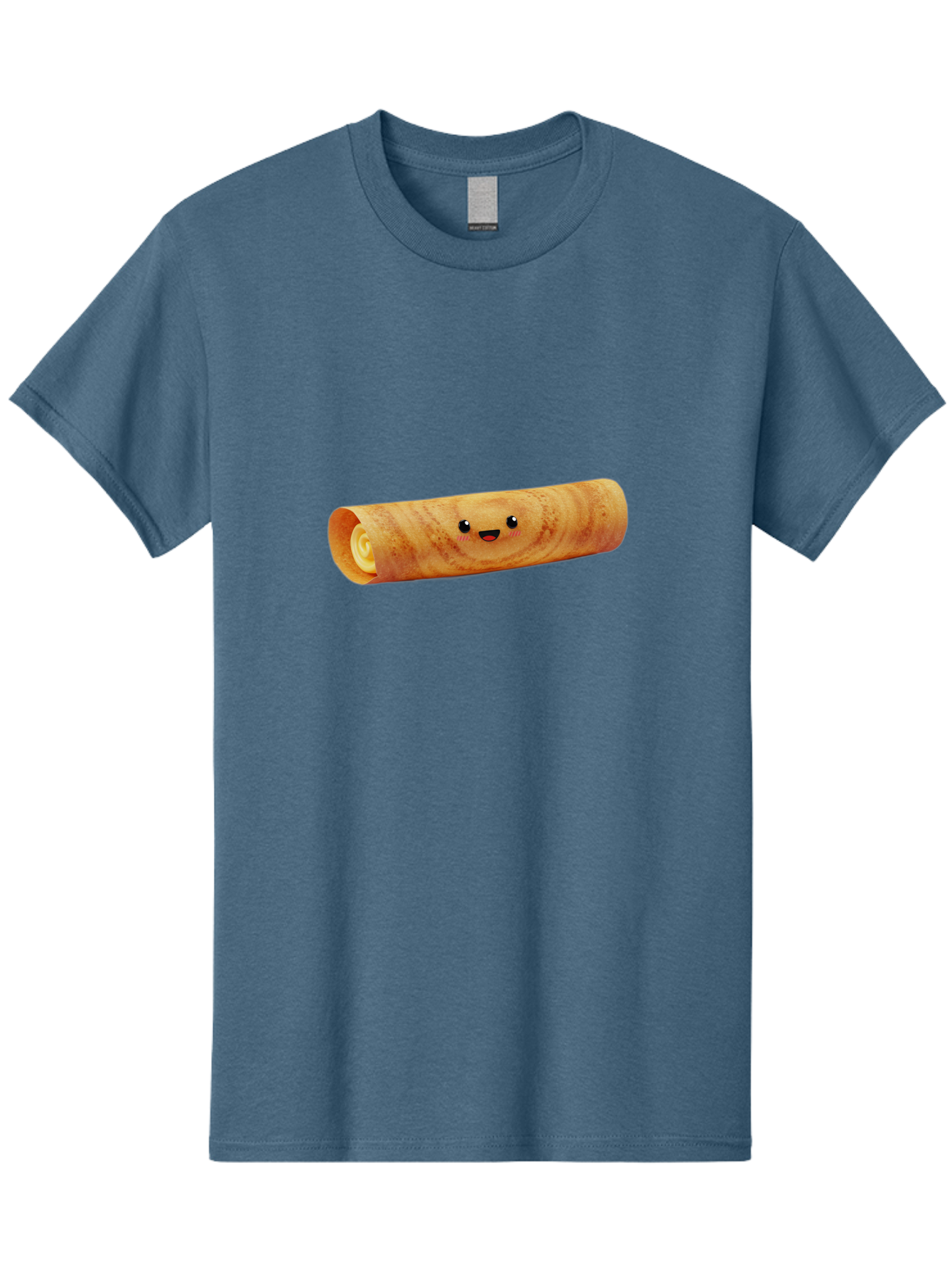 Smiling-Crepe-1 Men'S Graphic Tee, 100% Cotton, Comfortable Casual Summer Wear, Machine Washable, Crepe With Face, Happy Expression, Food Character, Sweet Treat, Crepe Roll, French Dessert, Cartoon Food, Cute Pastry, Dessert Illustration Bab409