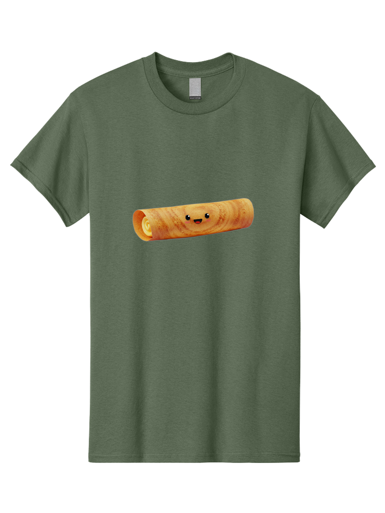 Smiling-Crepe-1 Men'S Graphic Tee, 100% Cotton, Comfortable Casual Summer Wear, Machine Washable, Crepe With Face, Happy Expression, Food Character, Sweet Treat, Crepe Roll, French Dessert, Cartoon Food, Cute Pastry, Dessert Illustration Bab409