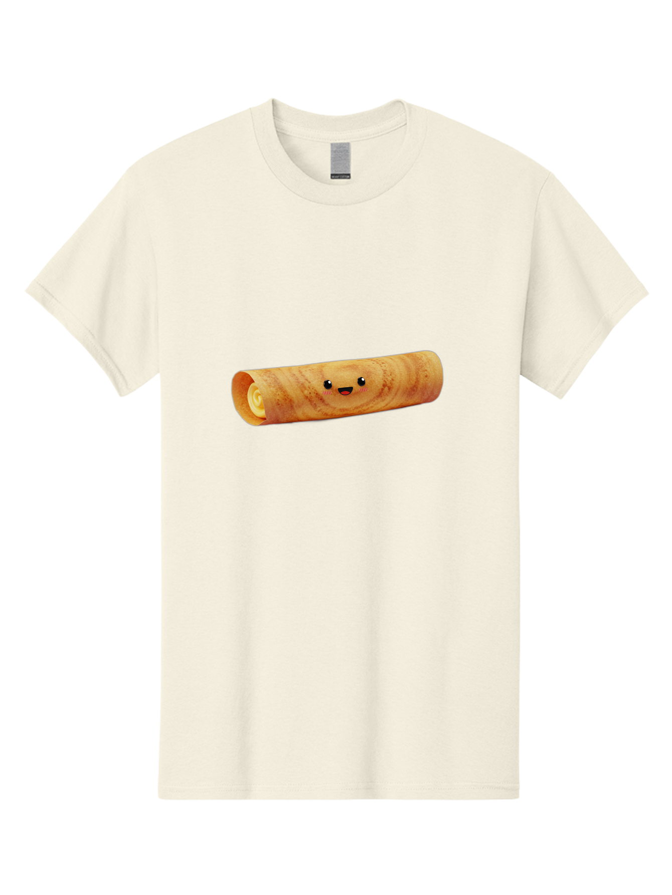 Smiling-Crepe-1 Men'S Graphic Tee, 100% Cotton, Comfortable Casual Summer Wear, Machine Washable, Crepe With Face, Happy Expression, Food Character, Sweet Treat, Crepe Roll, French Dessert, Cartoon Food, Cute Pastry, Dessert Illustration Bab409
