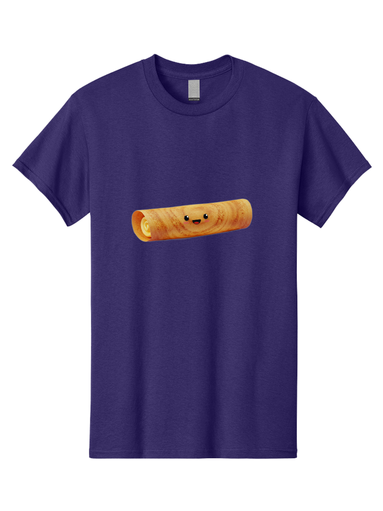 Smiling-Crepe-1 Men'S Graphic Tee, 100% Cotton, Comfortable Casual Summer Wear, Machine Washable, Crepe With Face, Happy Expression, Food Character, Sweet Treat, Crepe Roll, French Dessert, Cartoon Food, Cute Pastry, Dessert Illustration Bab409