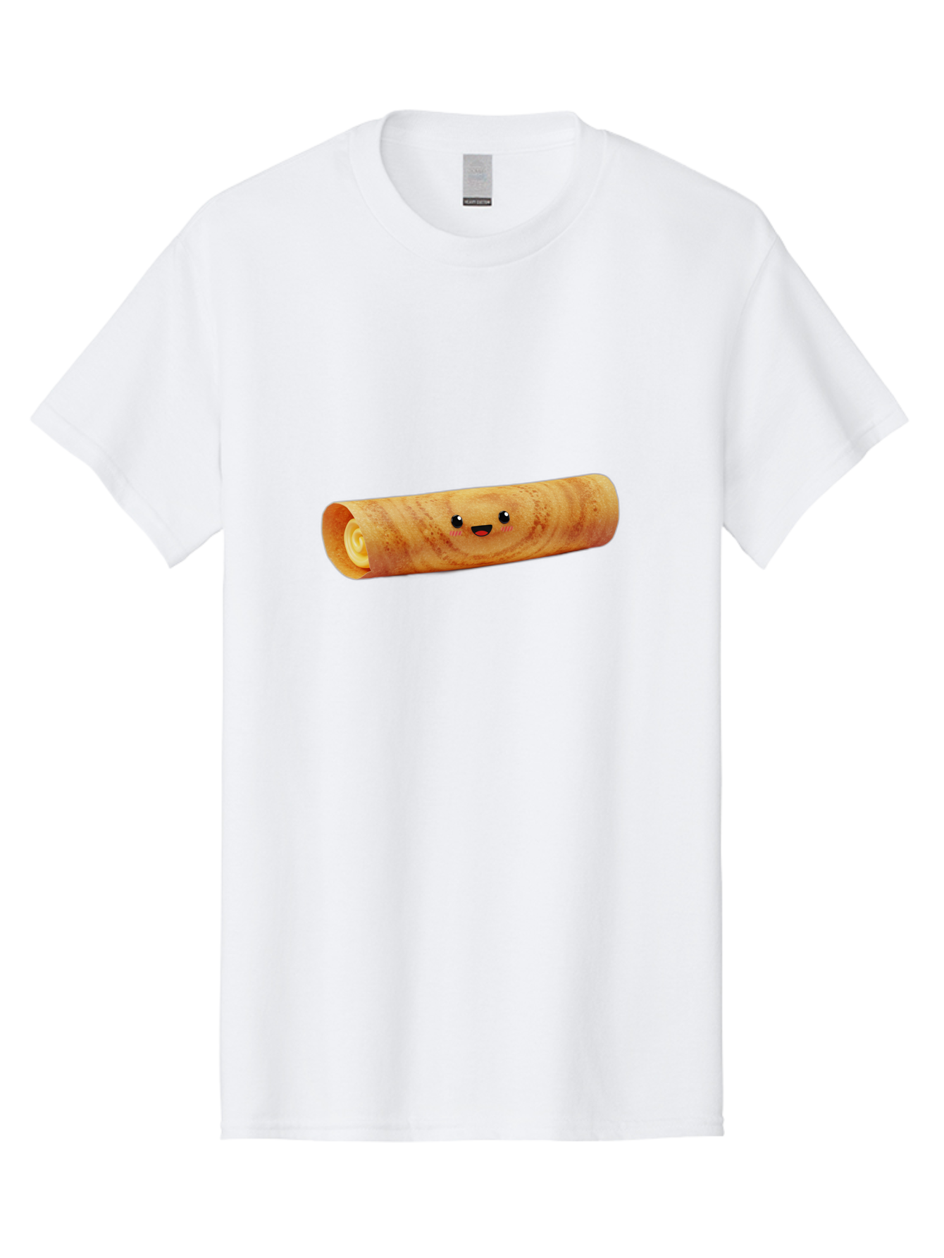 Smiling-Crepe-1 Men'S Graphic Tee, 100% Cotton, Comfortable Casual Summer Wear, Machine Washable, Crepe With Face, Happy Expression, Food Character, Sweet Treat, Crepe Roll, French Dessert, Cartoon Food, Cute Pastry, Dessert Illustration Bab409