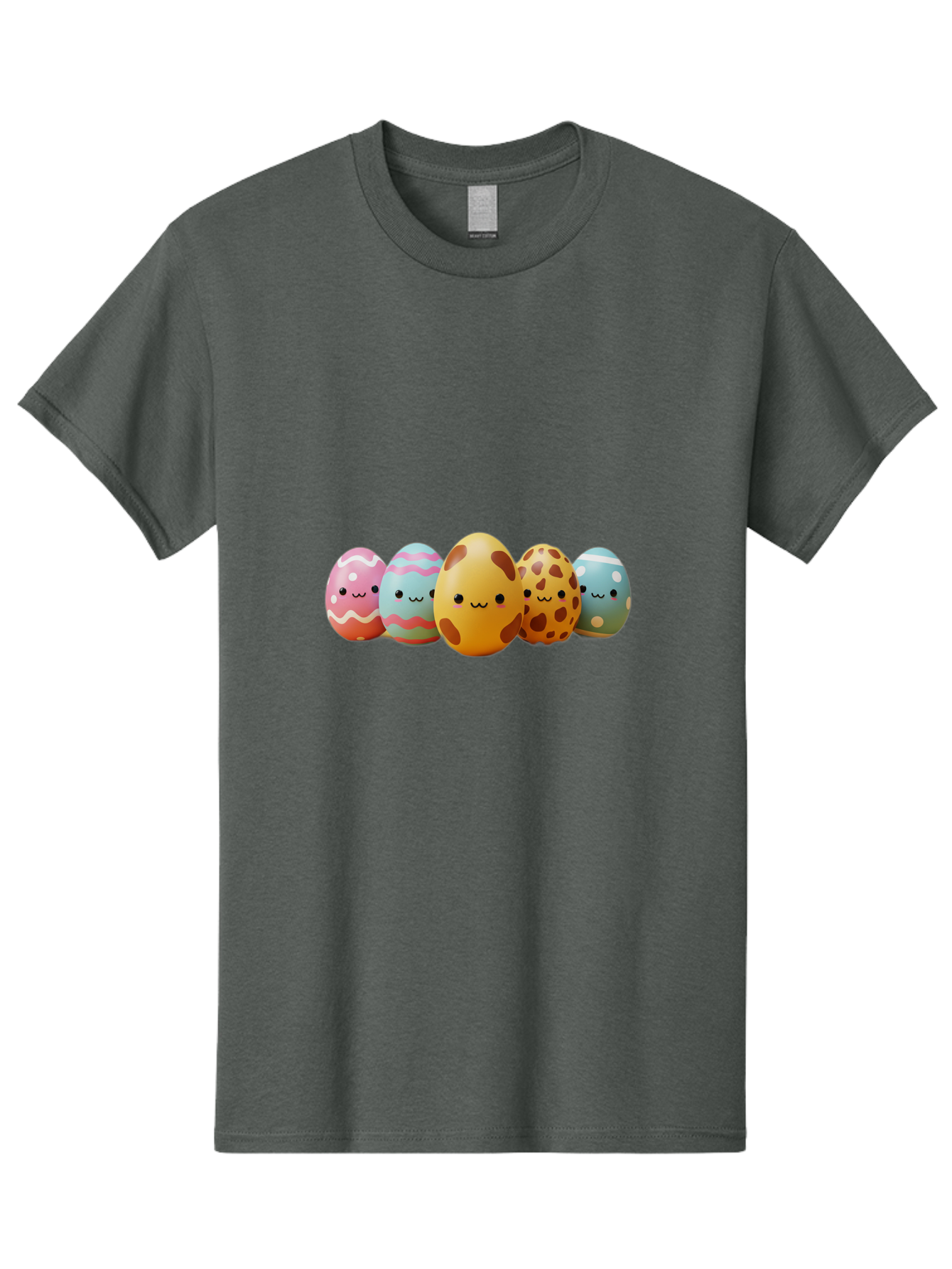 Smiling-Easter-Eggs Men'S Graphic Tee, 100% Cotton, Comfortable Casual Summer Wear, Machine Washable, Easter Eggs, Decorated Eggs, Colorful Eggs, Egg Designs, Spring Decoration, Easter Theme, Cartoon Eggs, Festive Eggs, Pastel Colors, Bab414
