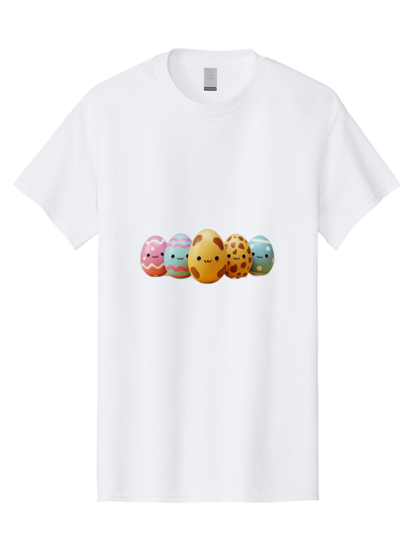 Smiling-Easter-Eggs Men'S Graphic Tee, 100% Cotton, Comfortable Casual Summer Wear, Machine Washable, Easter Eggs, Decorated Eggs, Colorful Eggs, Egg Designs, Spring Decoration, Easter Theme, Cartoon Eggs, Festive Eggs, Pastel Colors, Bab414