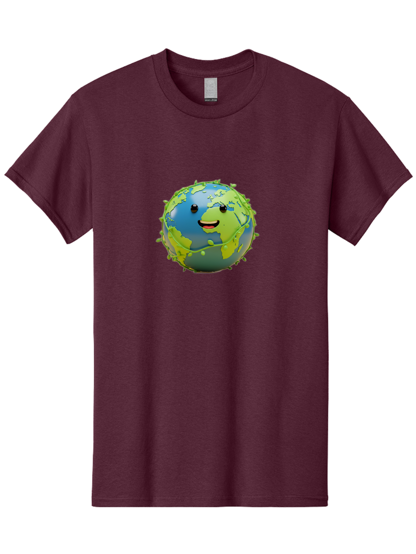 Smiling-Globe-1 Men'S Graphic Tee, 100% Cotton, Comfortable Casual Summer Wear, Machine Washable, Cartoon Globe, Smiling Face, Big Smile, Black Eyes, Coronavirus, Green Virus, Global Infection, World Map, Humor, Satire, Bab415