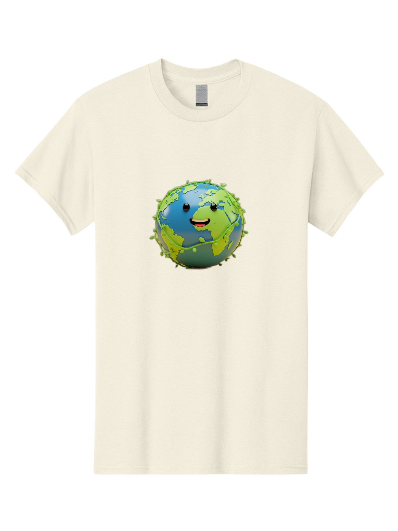 Smiling-Globe-1 Men'S Graphic Tee, 100% Cotton, Comfortable Casual Summer Wear, Machine Washable, Cartoon Globe, Smiling Face, Big Smile, Black Eyes, Coronavirus, Green Virus, Global Infection, World Map, Humor, Satire, Bab415
