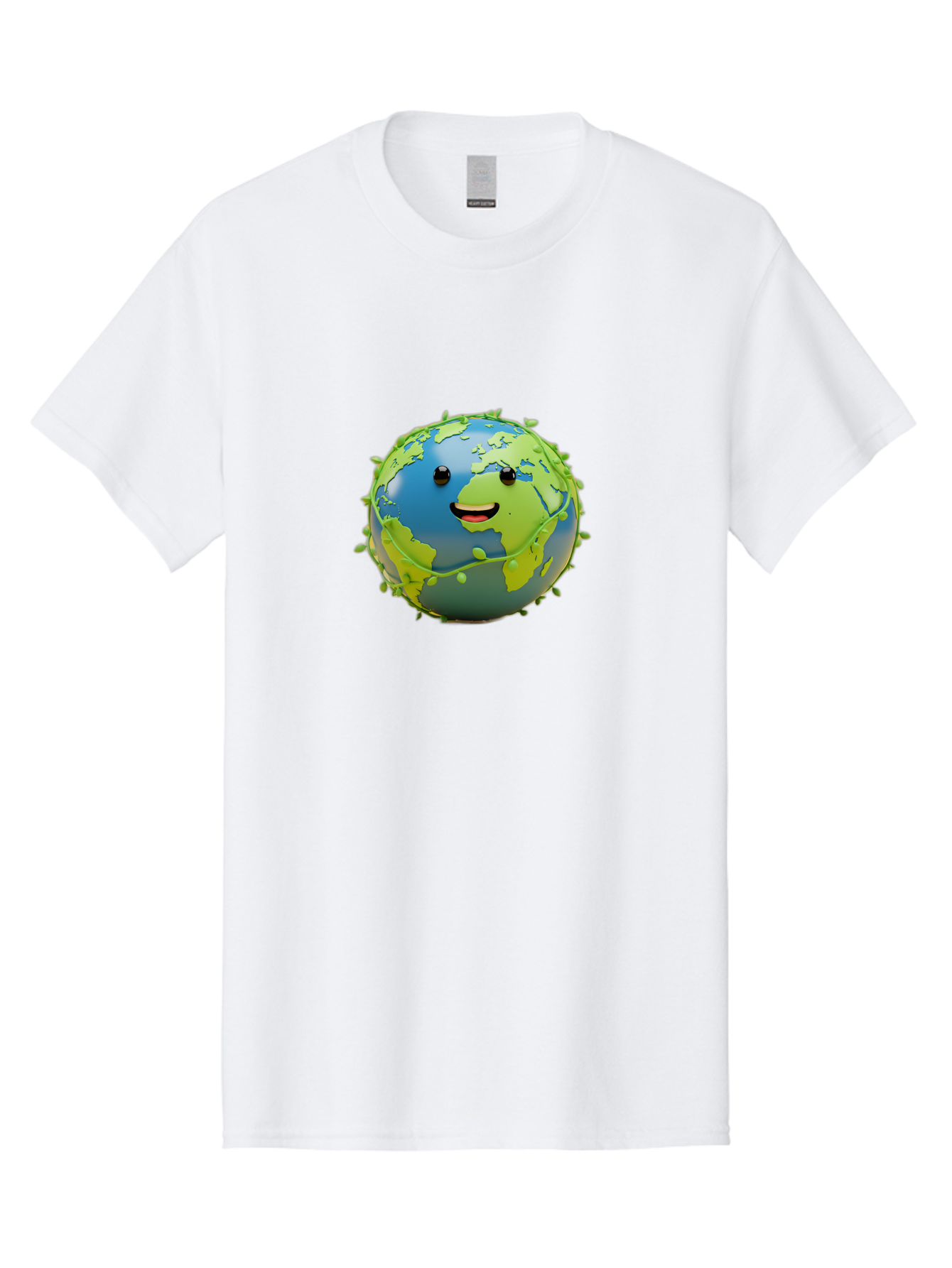 Smiling-Globe-1 Men'S Graphic Tee, 100% Cotton, Comfortable Casual Summer Wear, Machine Washable, Cartoon Globe, Smiling Face, Big Smile, Black Eyes, Coronavirus, Green Virus, Global Infection, World Map, Humor, Satire, Bab415