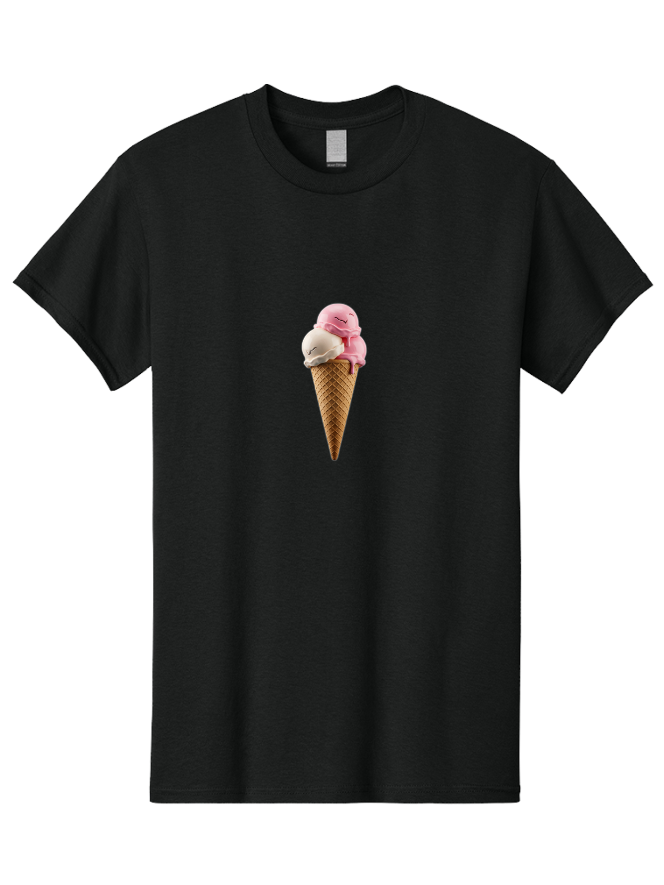 Smiling-Ice-Cream Men'S Graphic Tee, 100% Cotton, Comfortable Casual Summer Wear, Machine Washable, Ice Cream Cone, Pastel Colors, Smiling Ice Cream, Sweet Treats, Cartoonish Vibe, Playful Dessert, Summertime Snack, Fun Food, Kawaii Bab417