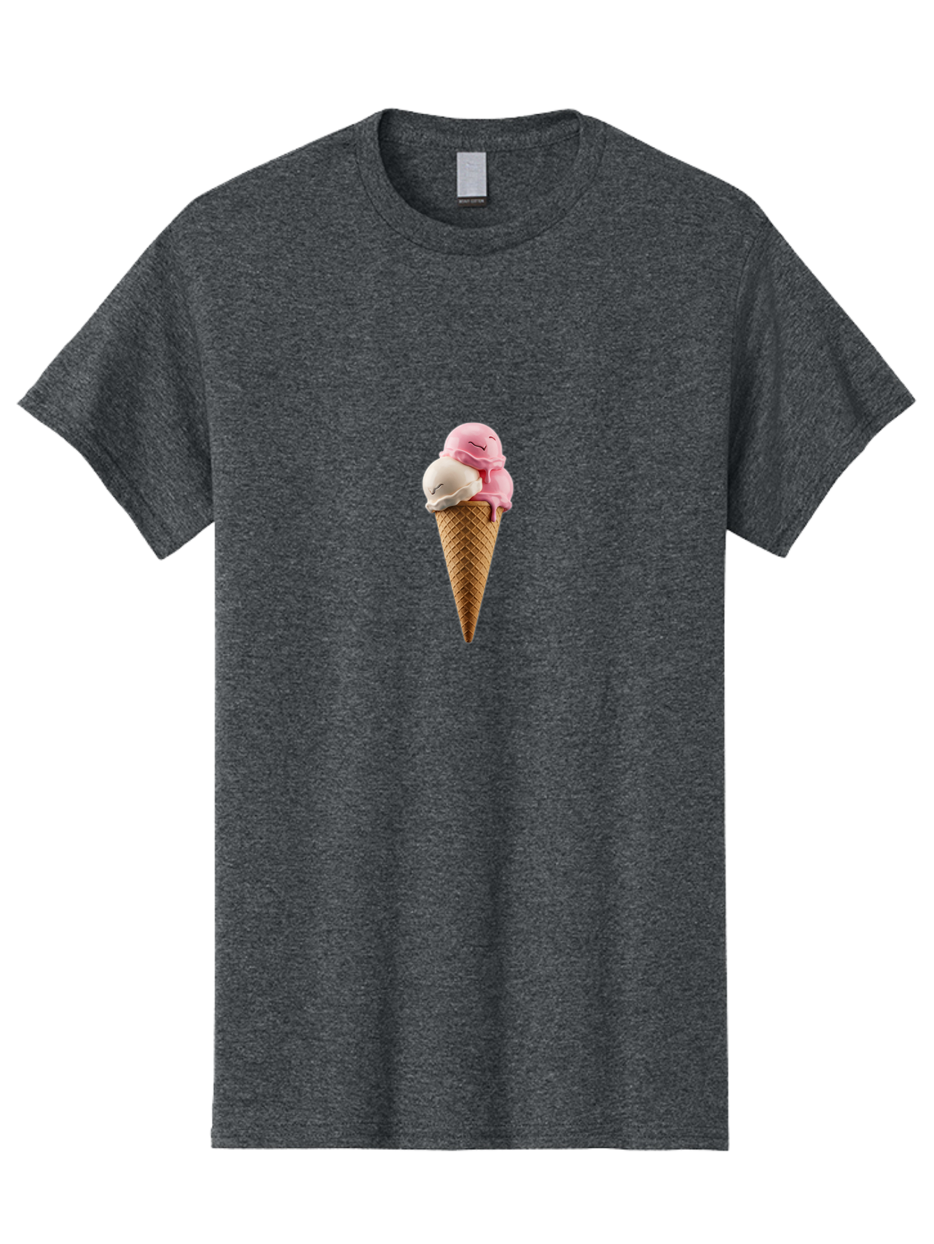 Smiling-Ice-Cream Men'S Graphic Tee, 100% Cotton, Comfortable Casual Summer Wear, Machine Washable, Ice Cream Cone, Pastel Colors, Smiling Ice Cream, Sweet Treats, Cartoonish Vibe, Playful Dessert, Summertime Snack, Fun Food, Kawaii Bab417