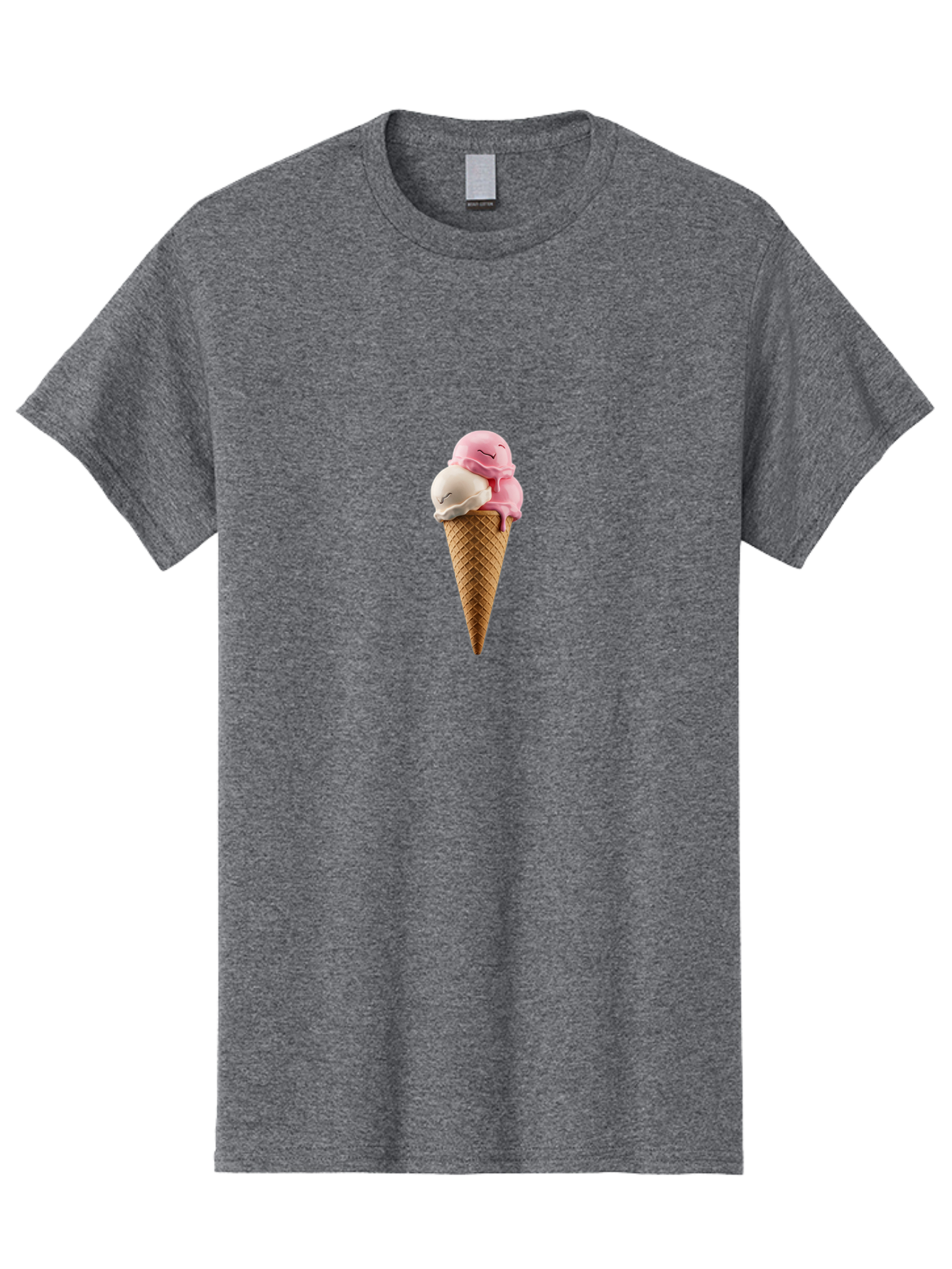 Smiling-Ice-Cream Men'S Graphic Tee, 100% Cotton, Comfortable Casual Summer Wear, Machine Washable, Ice Cream Cone, Pastel Colors, Smiling Ice Cream, Sweet Treats, Cartoonish Vibe, Playful Dessert, Summertime Snack, Fun Food, Kawaii Bab417