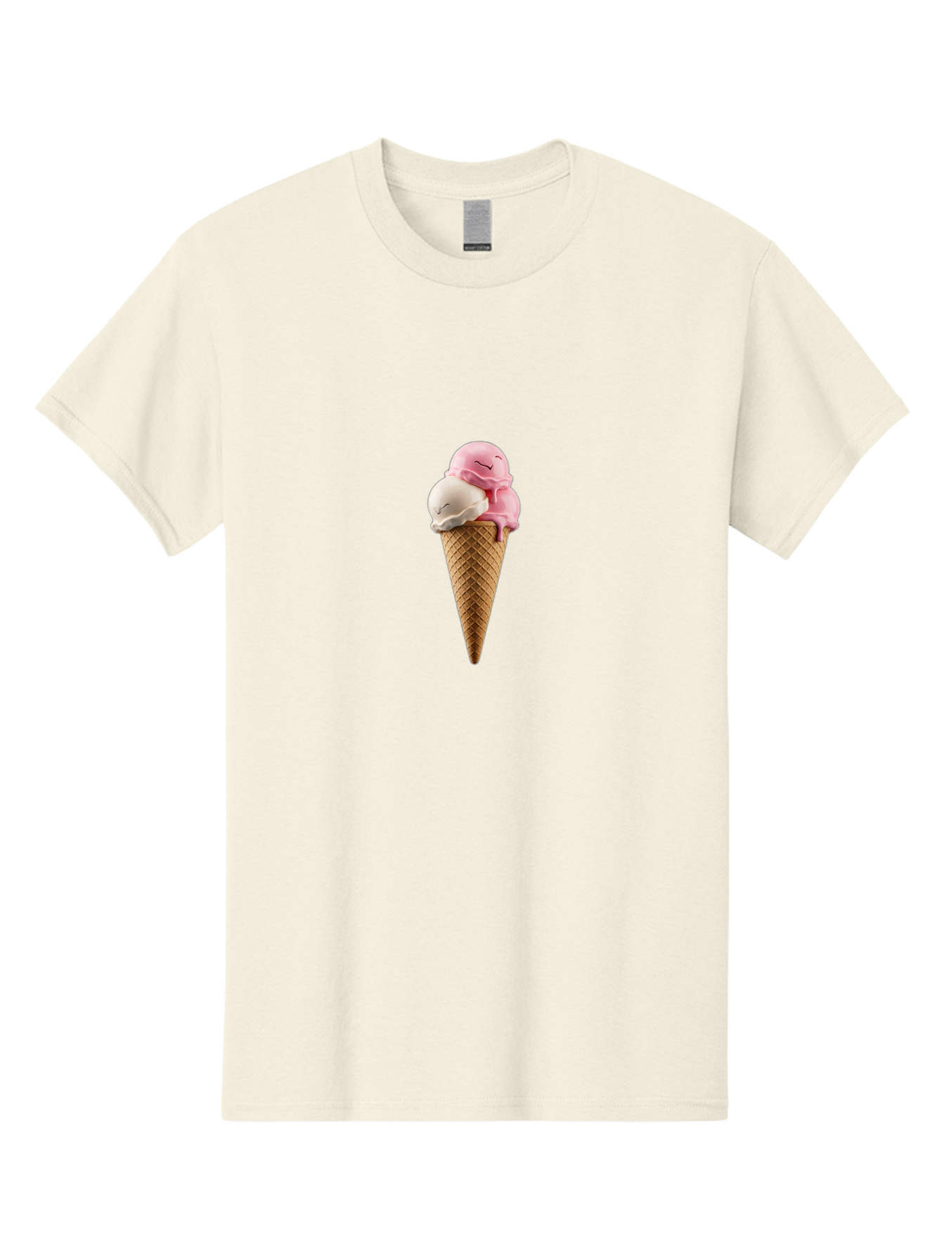 Smiling-Ice-Cream Men'S Graphic Tee, 100% Cotton, Comfortable Casual Summer Wear, Machine Washable, Ice Cream Cone, Pastel Colors, Smiling Ice Cream, Sweet Treats, Cartoonish Vibe, Playful Dessert, Summertime Snack, Fun Food, Kawaii Bab417