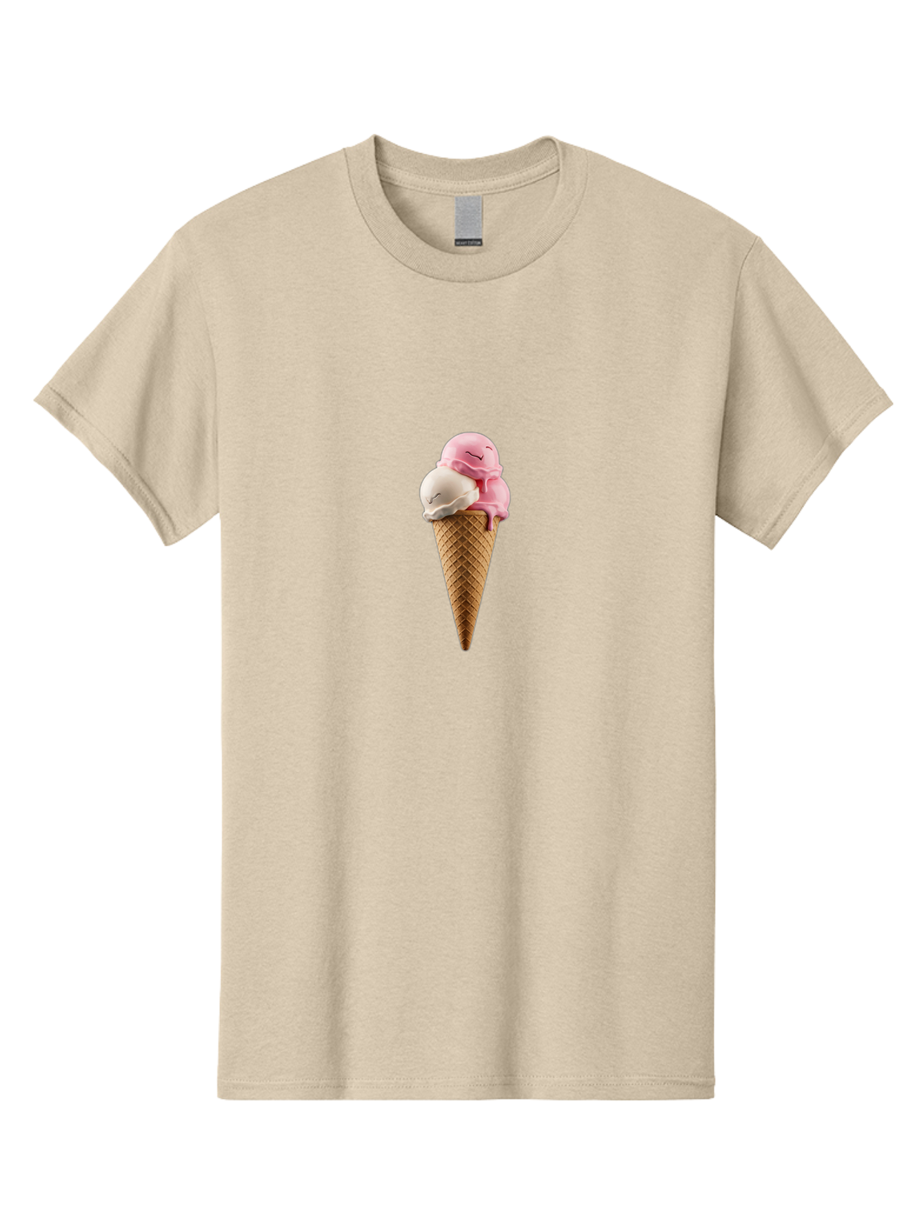 Smiling-Ice-Cream Men'S Graphic Tee, 100% Cotton, Comfortable Casual Summer Wear, Machine Washable, Ice Cream Cone, Pastel Colors, Smiling Ice Cream, Sweet Treats, Cartoonish Vibe, Playful Dessert, Summertime Snack, Fun Food, Kawaii Bab417