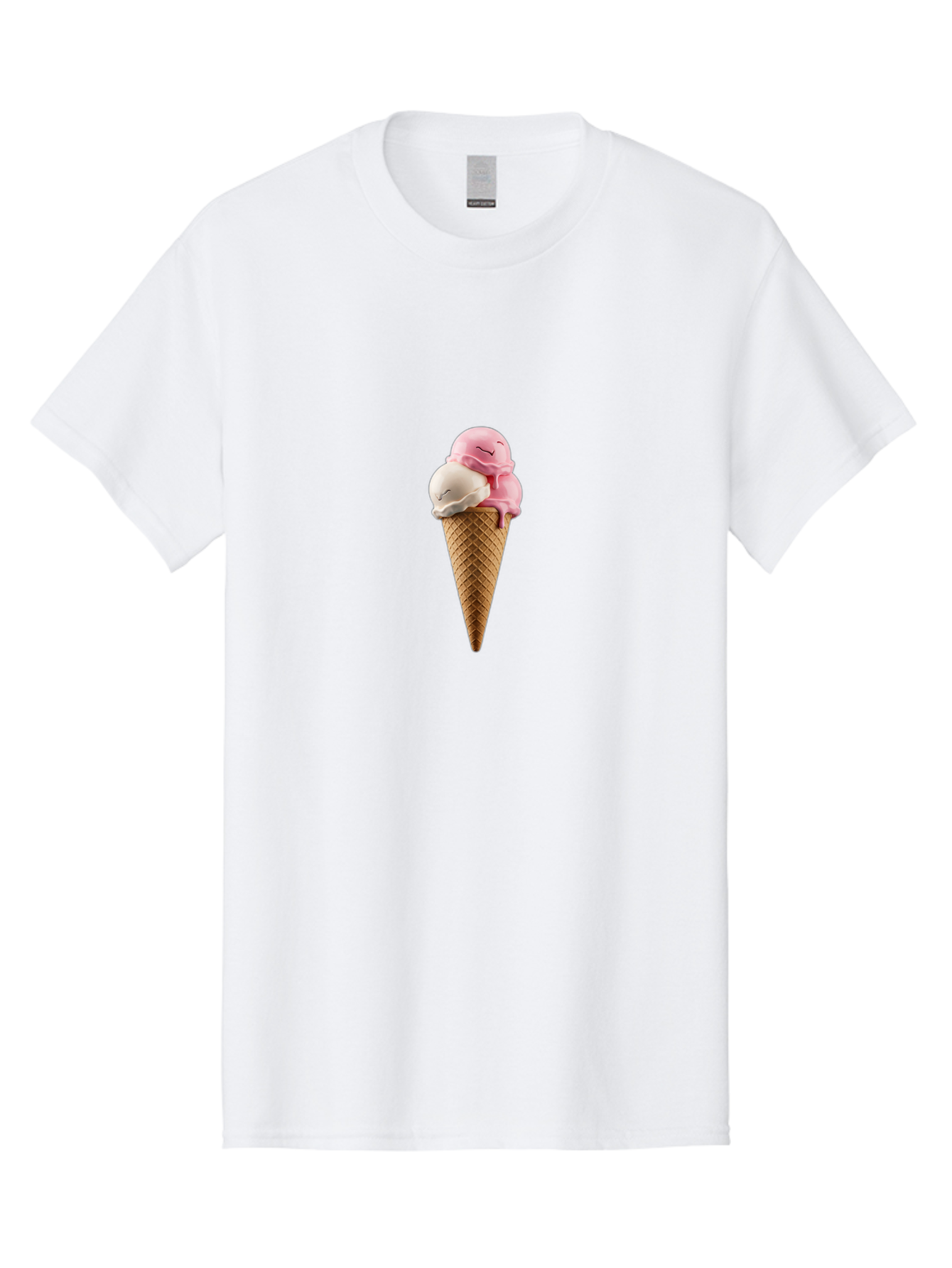 Smiling-Ice-Cream Men'S Graphic Tee, 100% Cotton, Comfortable Casual Summer Wear, Machine Washable, Ice Cream Cone, Pastel Colors, Smiling Ice Cream, Sweet Treats, Cartoonish Vibe, Playful Dessert, Summertime Snack, Fun Food, Kawaii Bab417