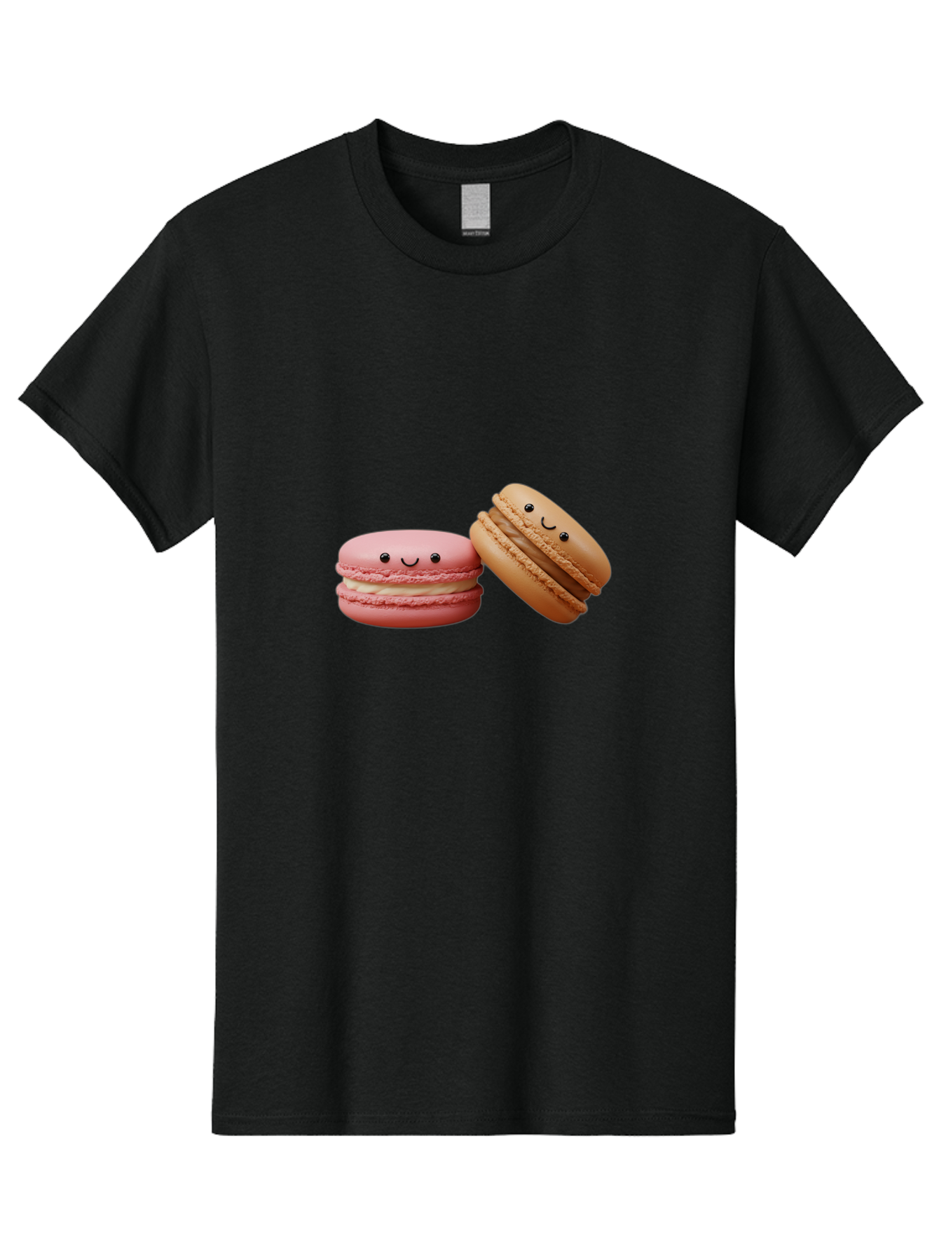Smiling-Macarons-6 Men'S Graphic Tee, 100% Cotton, Comfortable Casual Summer Wear, Machine Washable, Pink Macaron, Beige Macaron, French Dessert, Sweet Treats, Smiling Faces, Cute Pastries, Delicious Macarons, Bakery Delights Bab423