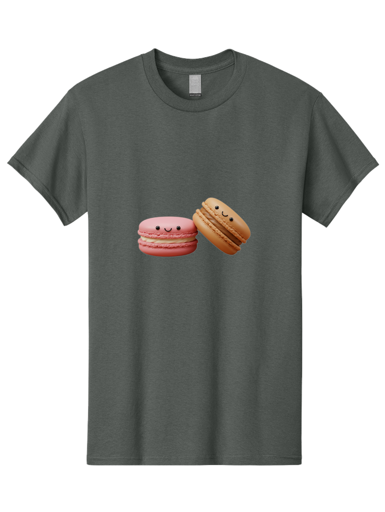 Smiling-Macarons-6 Men'S Graphic Tee, 100% Cotton, Comfortable Casual Summer Wear, Machine Washable, Pink Macaron, Beige Macaron, French Dessert, Sweet Treats, Smiling Faces, Cute Pastries, Delicious Macarons, Bakery Delights Bab423