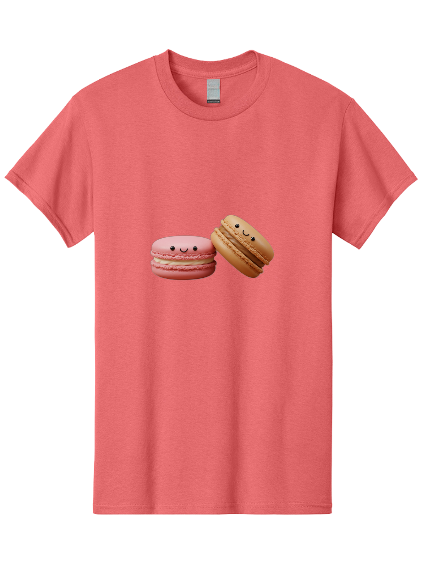 Smiling-Macarons-6 Men'S Graphic Tee, 100% Cotton, Comfortable Casual Summer Wear, Machine Washable, Pink Macaron, Beige Macaron, French Dessert, Sweet Treats, Smiling Faces, Cute Pastries, Delicious Macarons, Bakery Delights Bab423